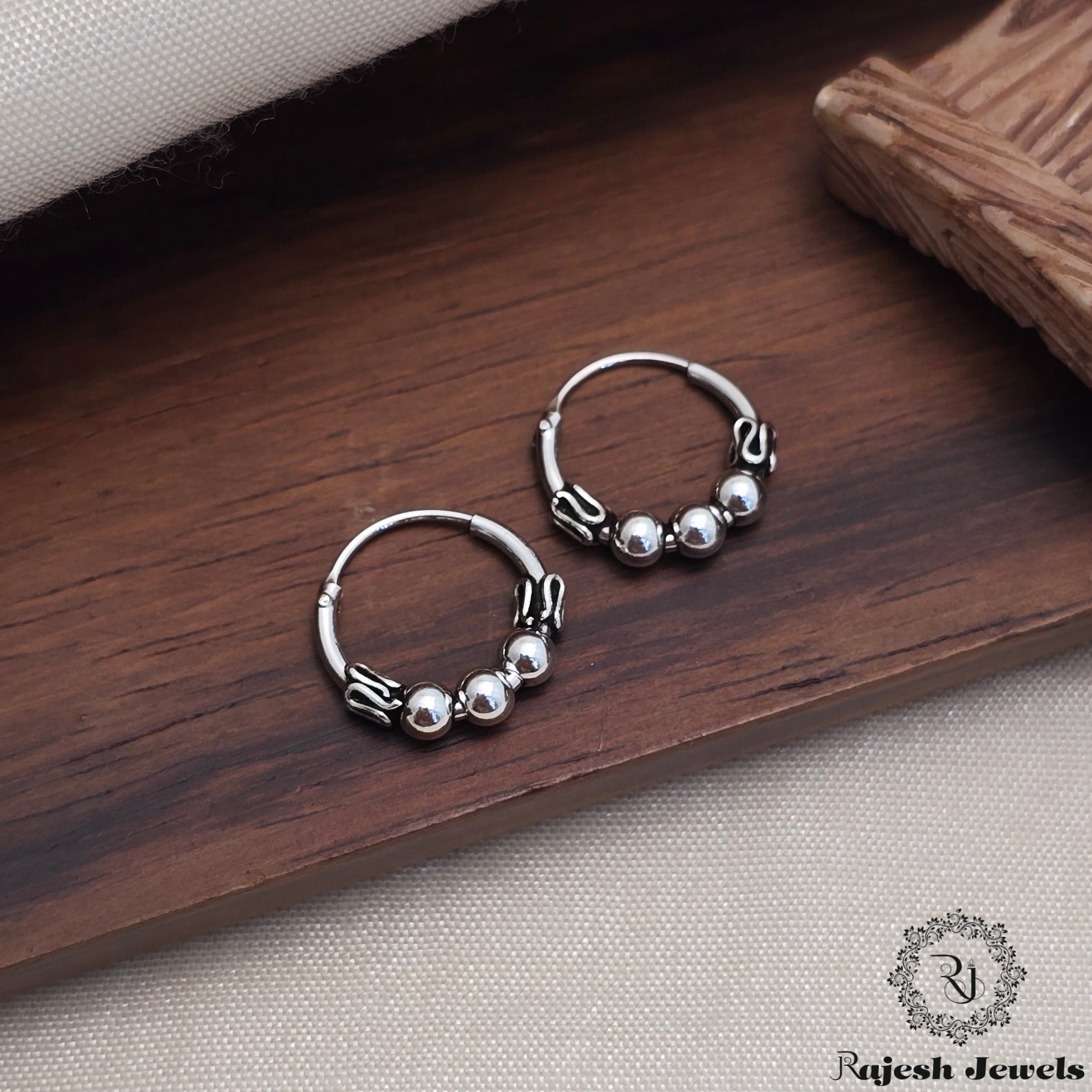 Triple Balled Hoop Earrings