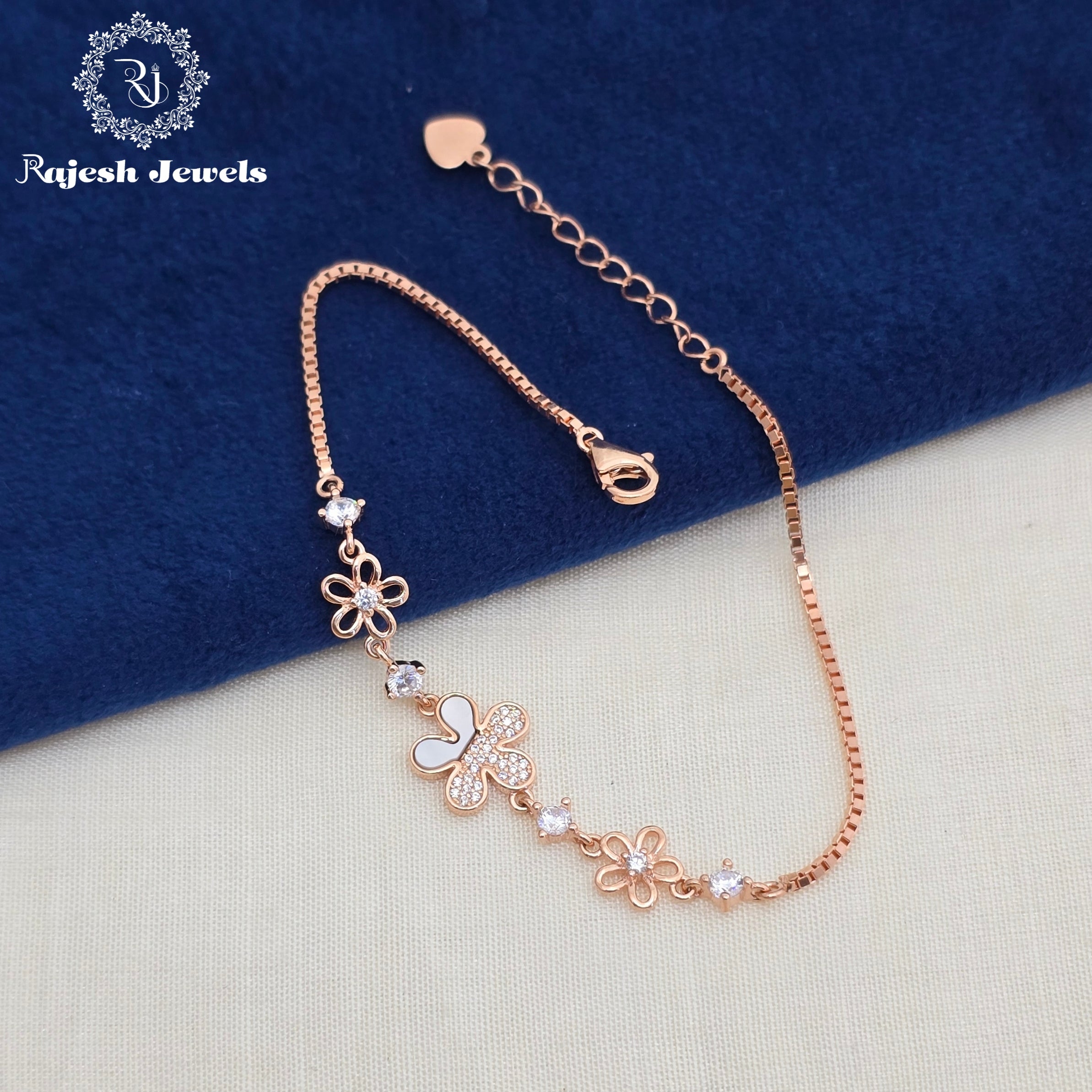 Elegant Cz Rosegold Finish Ladies Bracelet