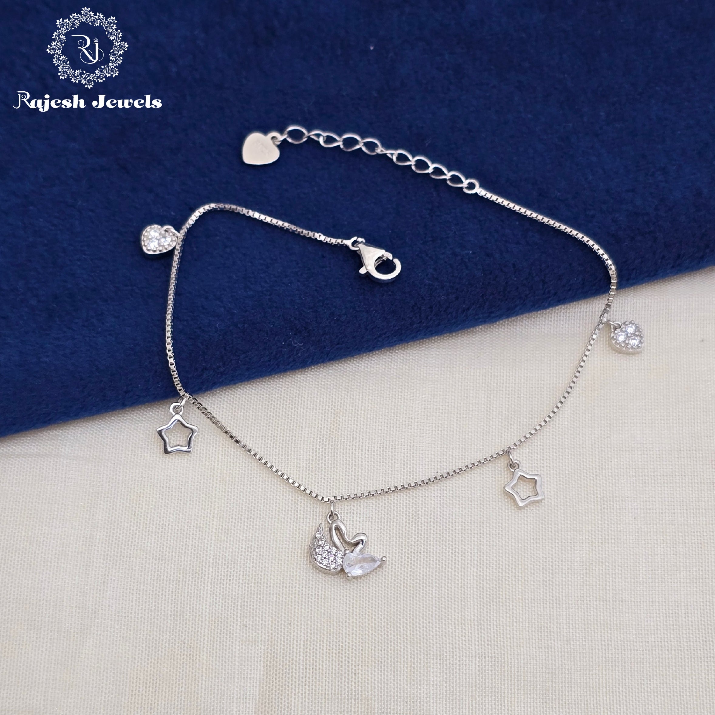 Lovely Cz Swan Drops Silver Bracelet