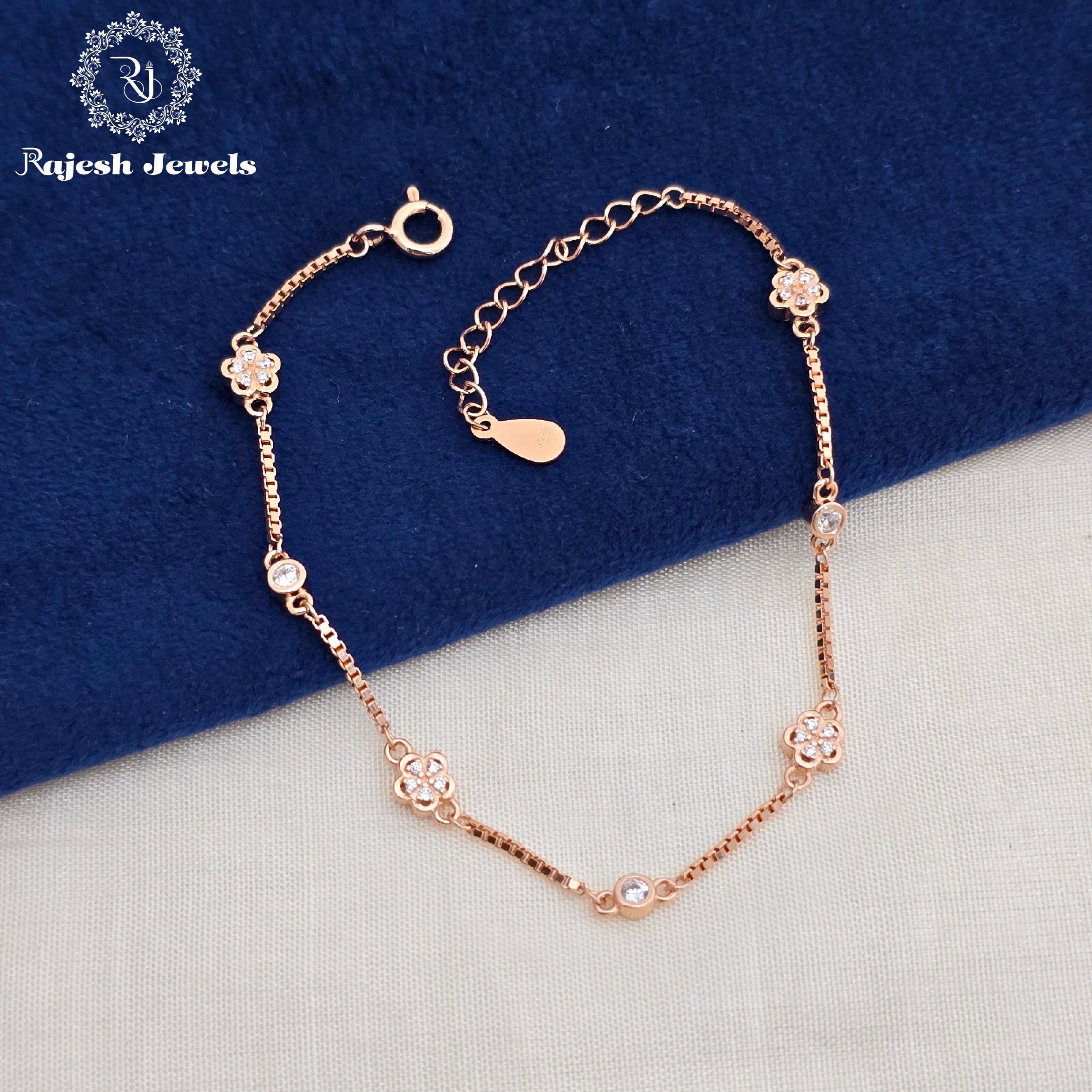 Striking Cz Rosegold Finish Ladies Bracelet