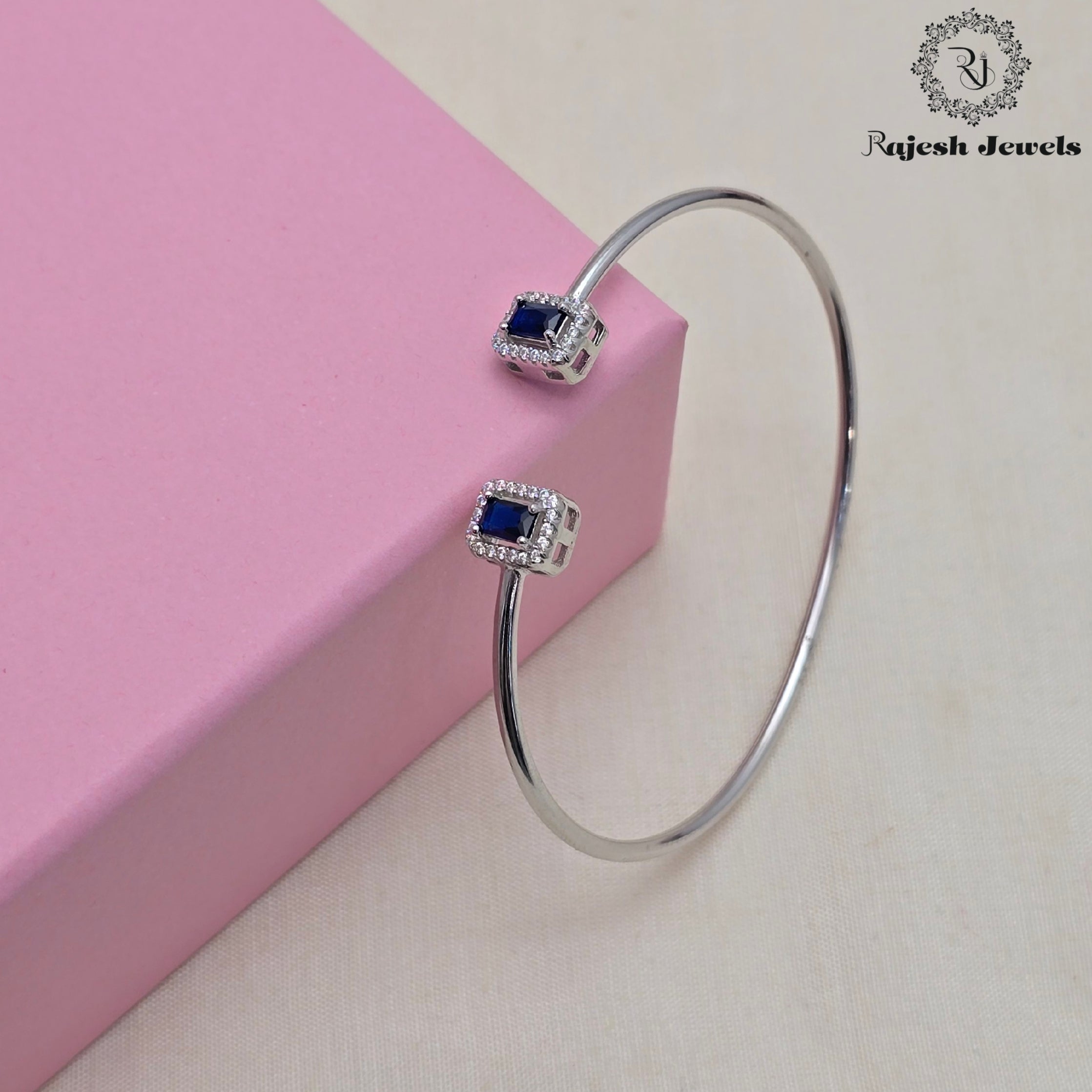 Royal Blue Cz Flexi Hand Bracelet