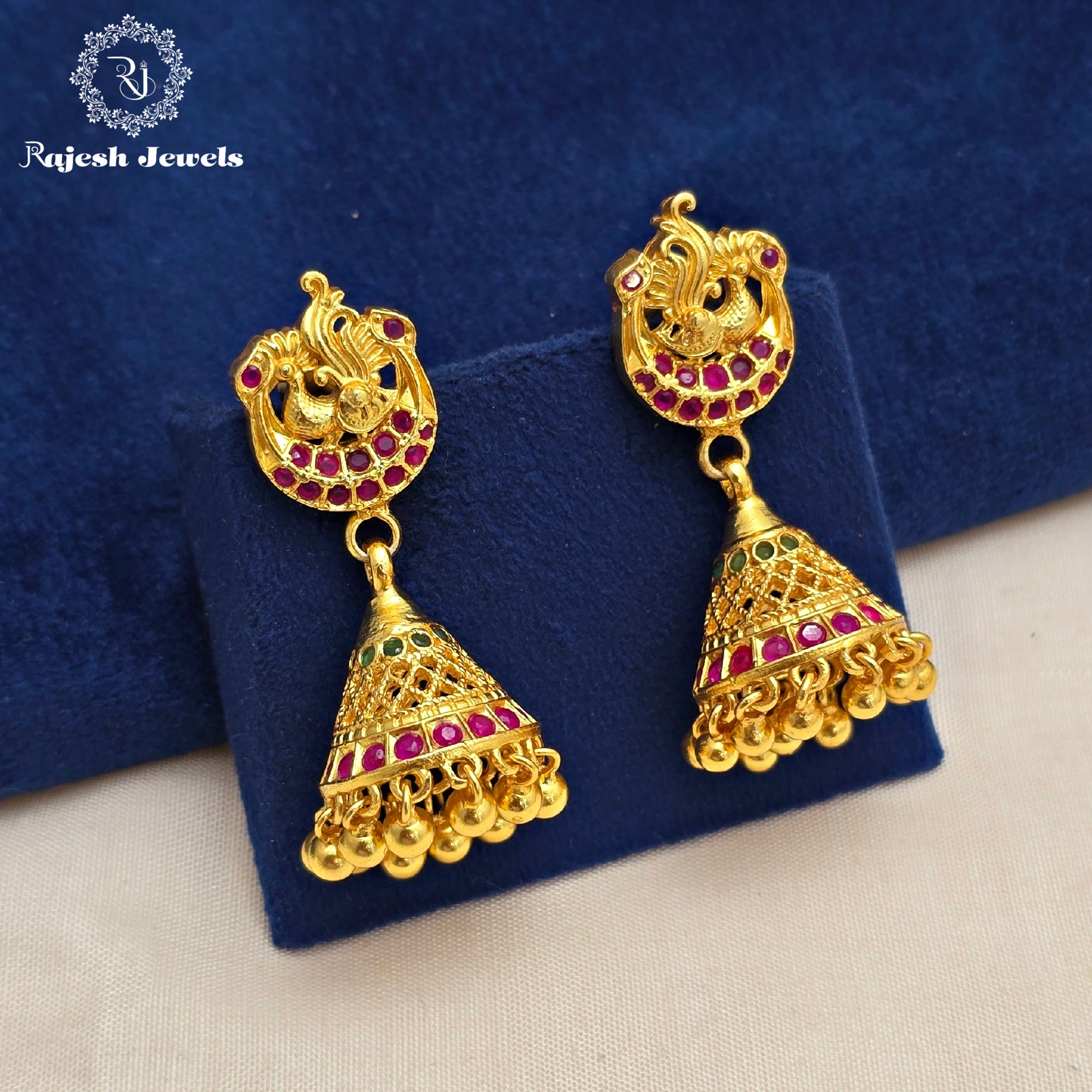 Graceful Red Green Jumka Earrings