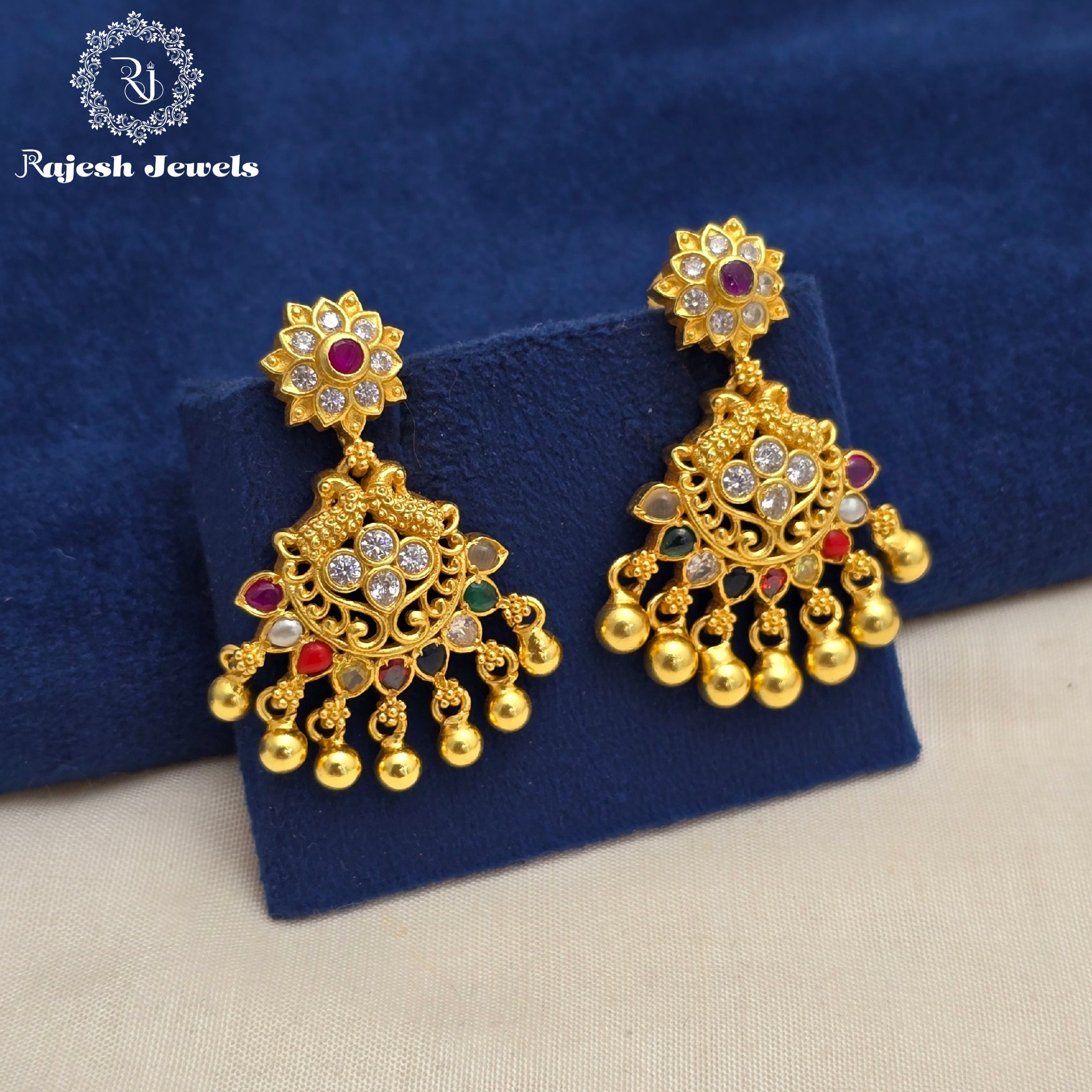 Fantastic Navrathan Chandbali Earrings