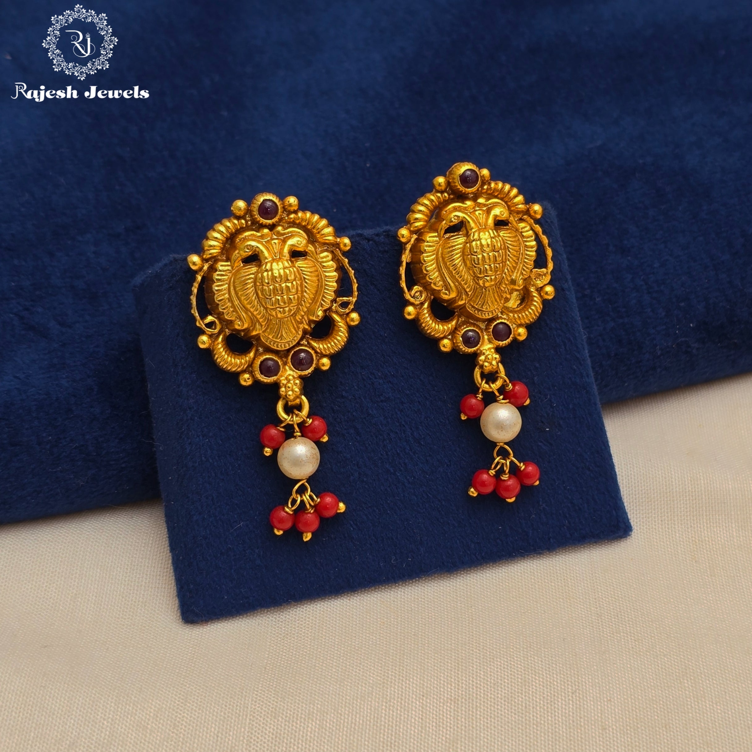 Gandaberunda Coral Drop Earrings