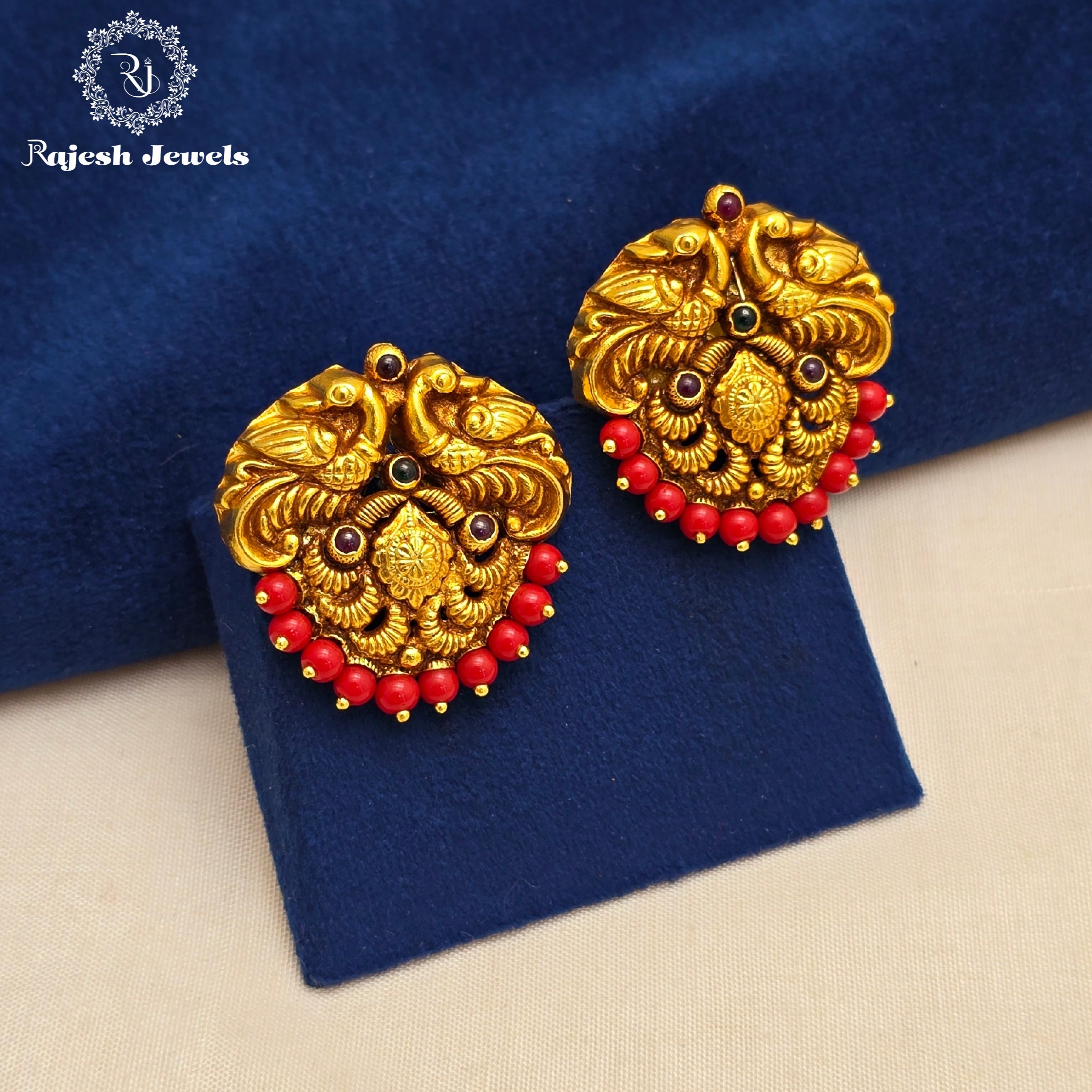 Vibrant Coral Stud Earrings