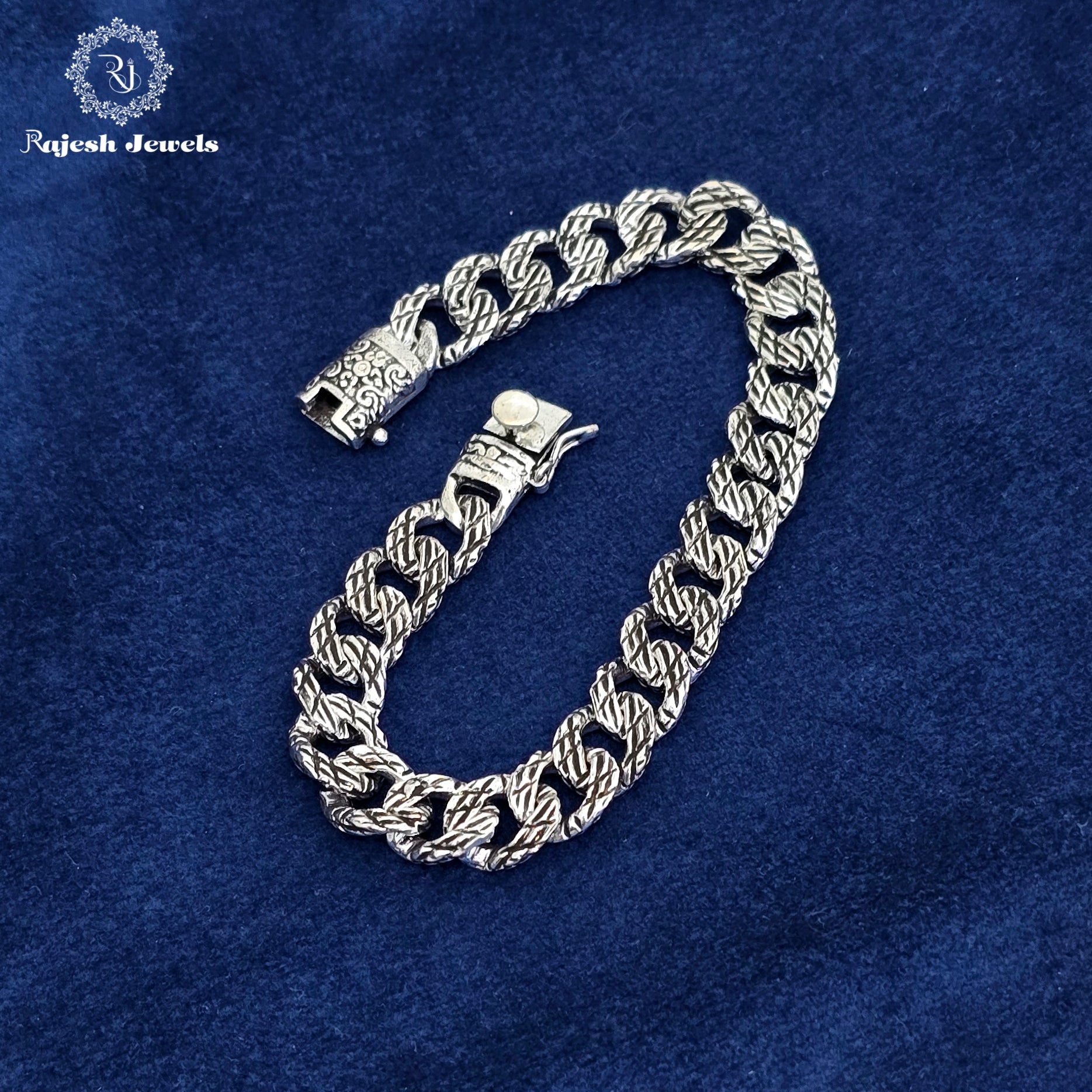 Vibrant Oxidised Curb Men's Bracelet