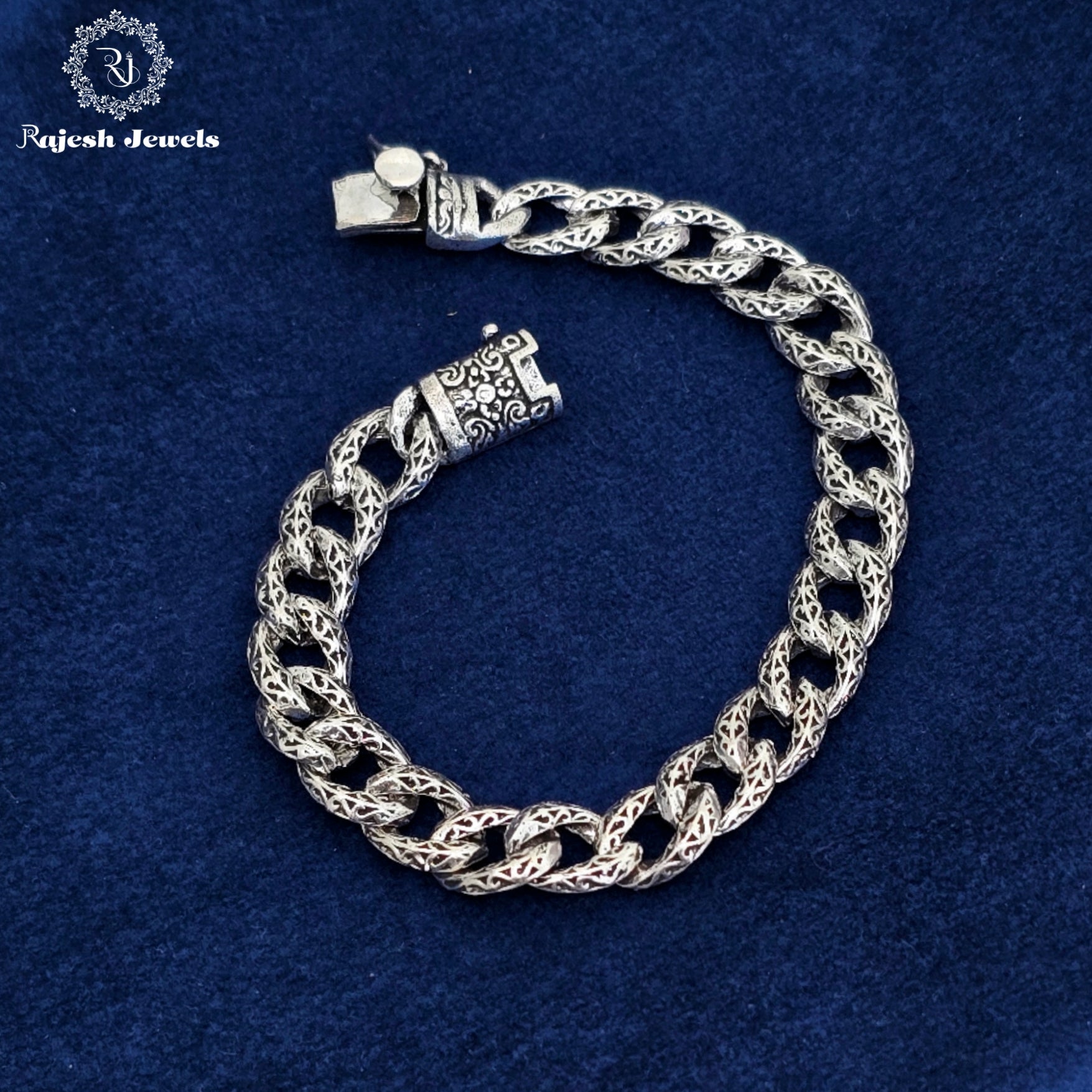 Pleasing Cuban Men's Oxidised Bracelet