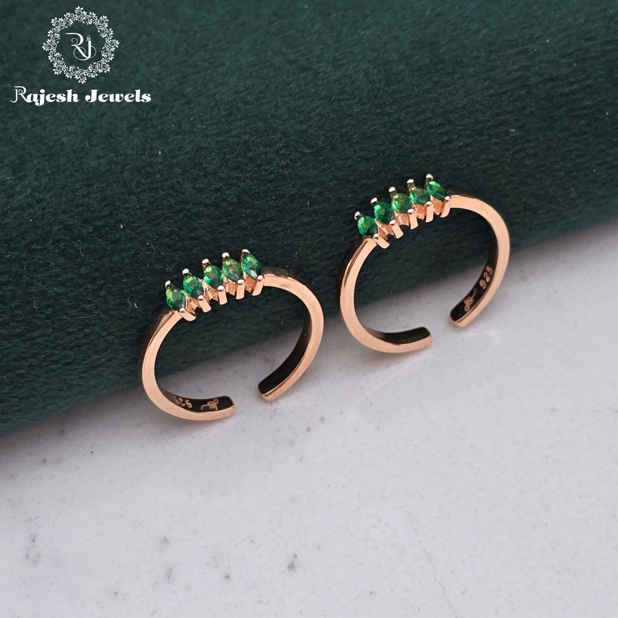 Fabulous Green Cz Rosegold Toerings