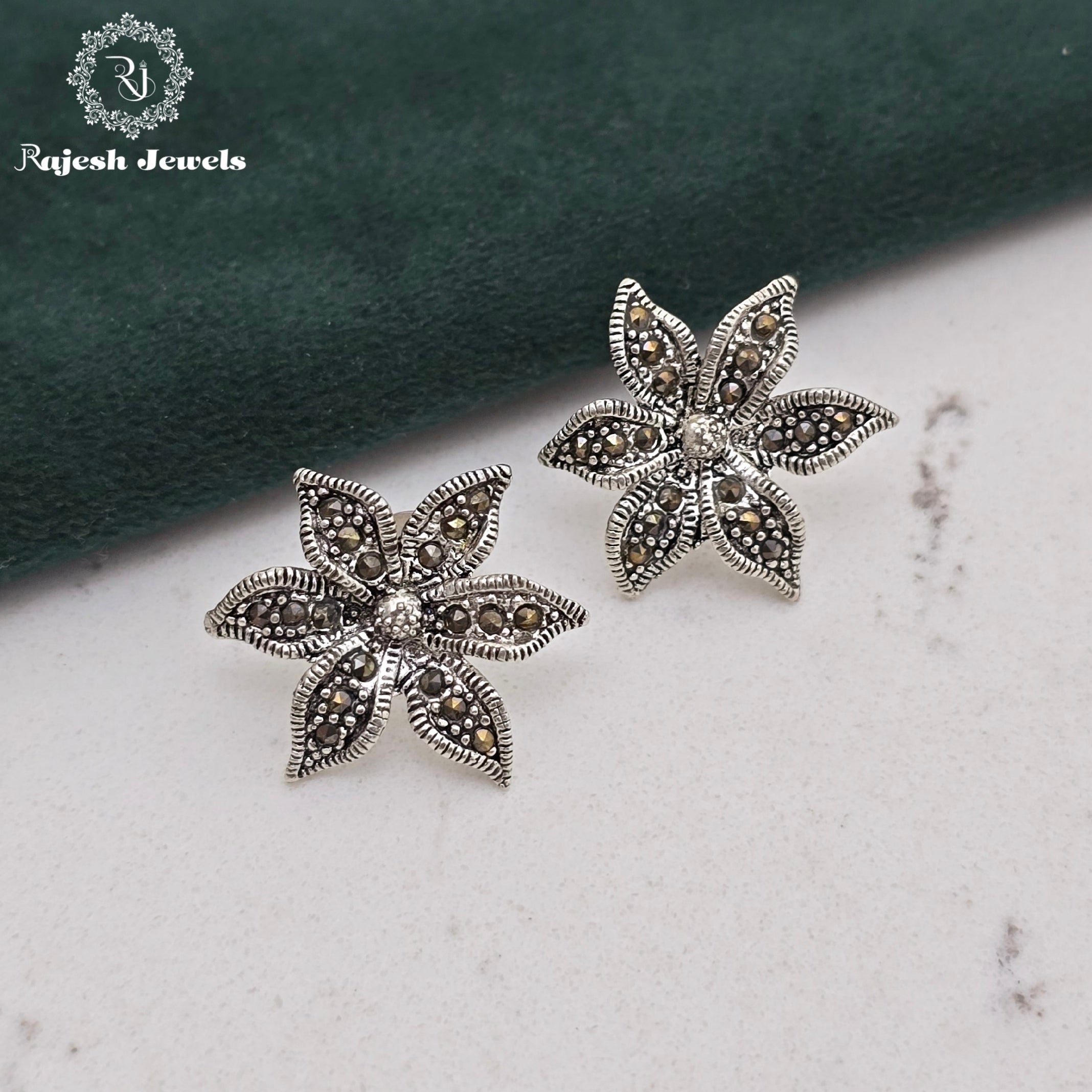 Exquisite Marcasite Stud Earrings