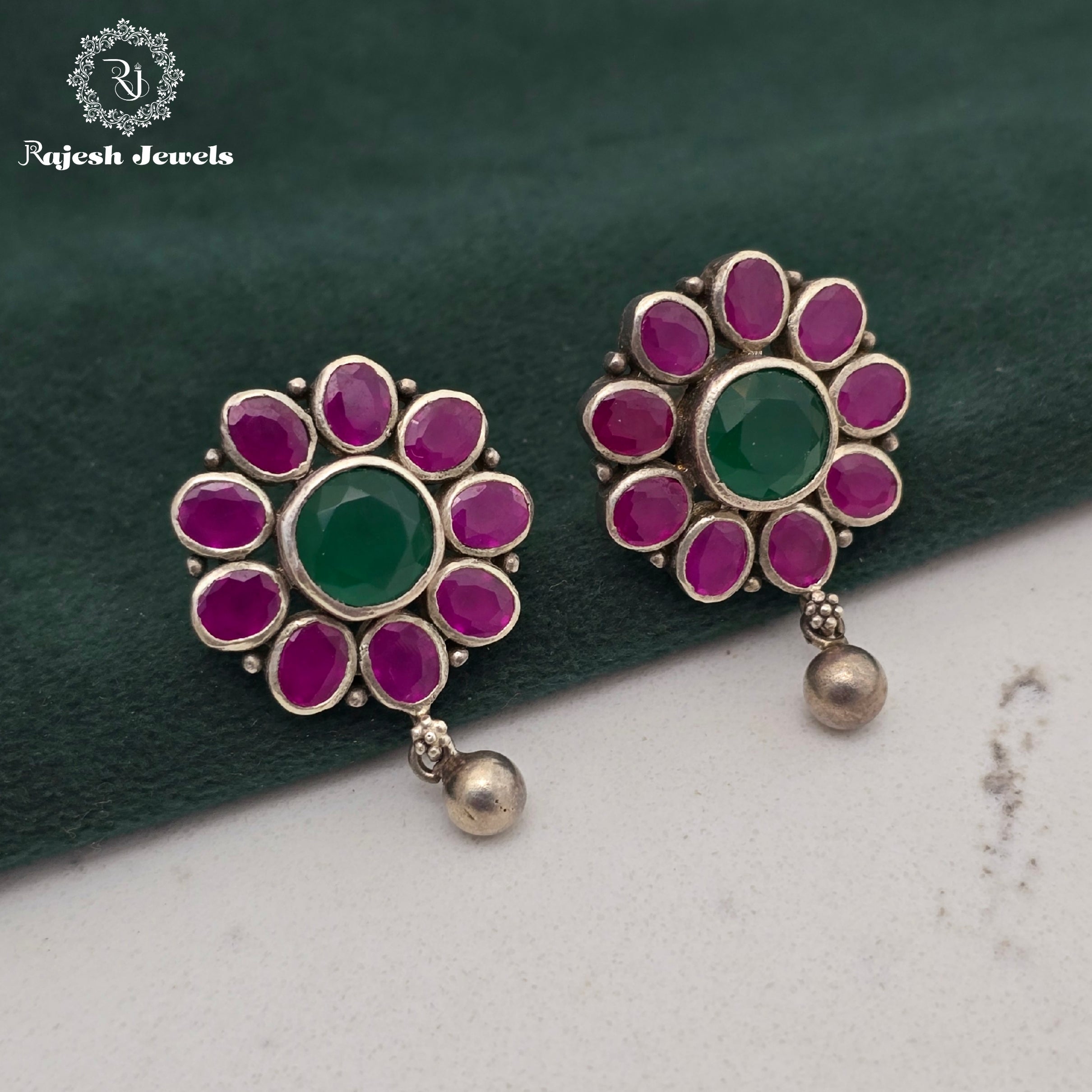 Magnificent Red Green Stud Earrings