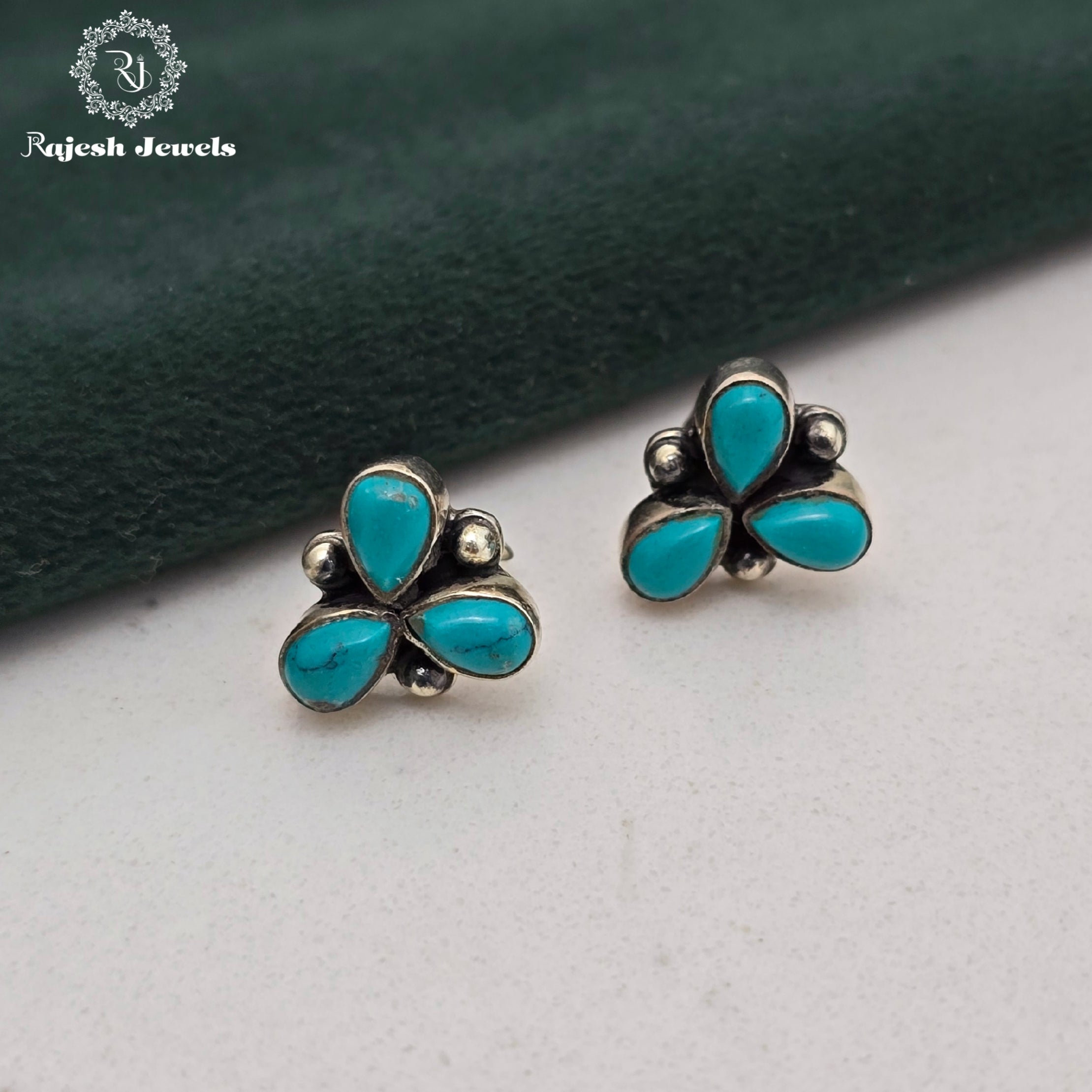 Turquoise Cutstone Stud Earrings