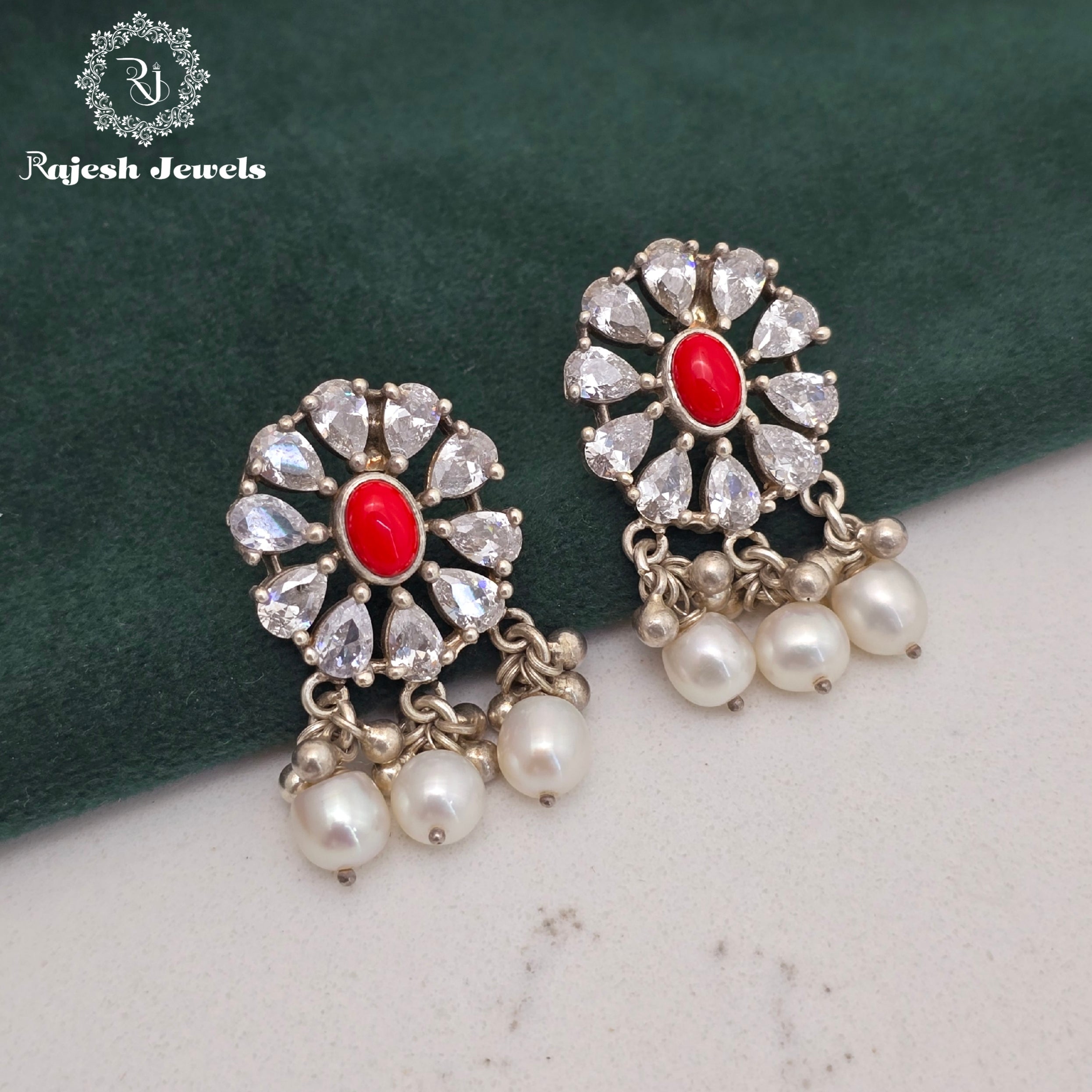 Shimmering Coral Stud Earrings