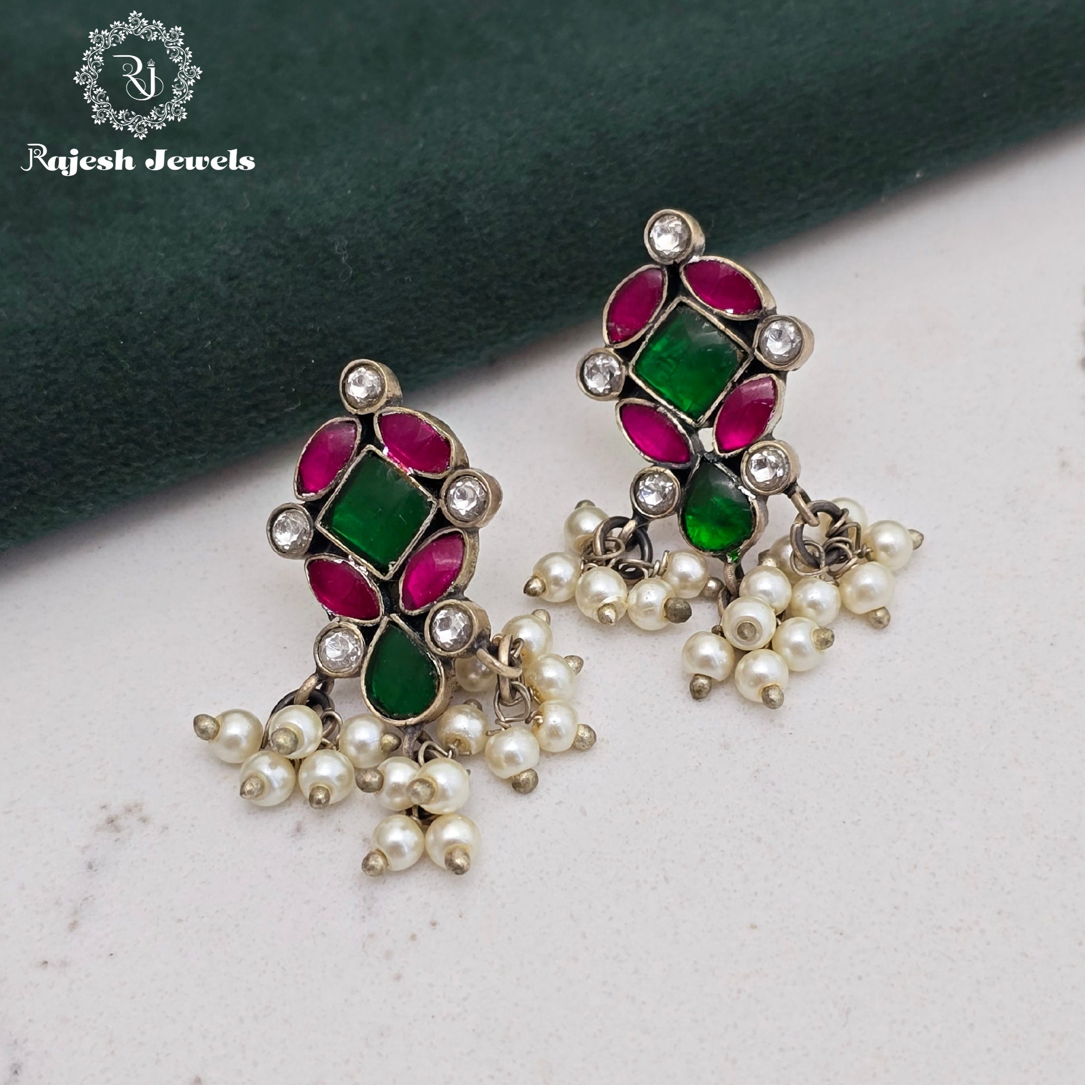 Colourful Kundan Stud Earrings