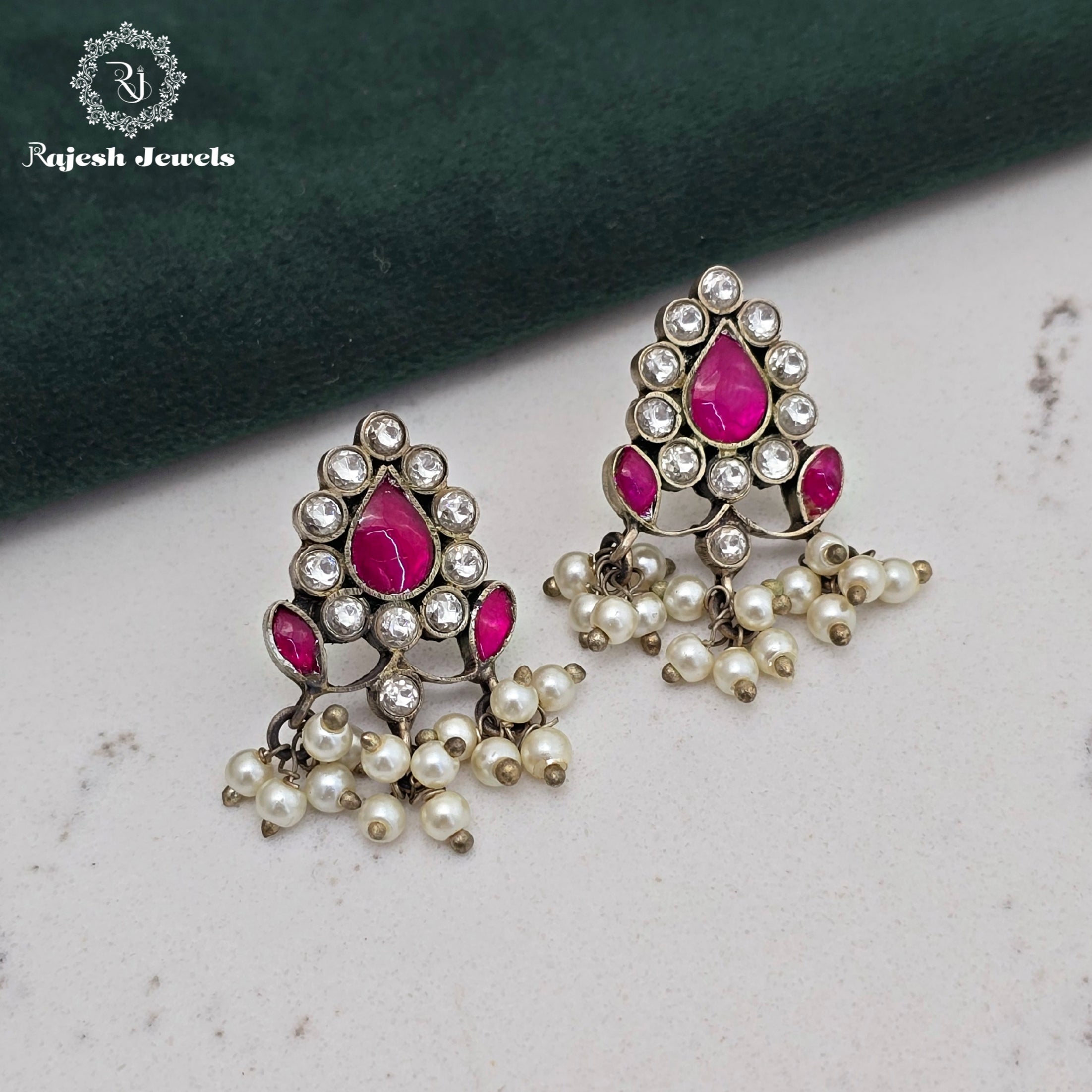 Attractive Pearl Drop Kundan Stud Earrings