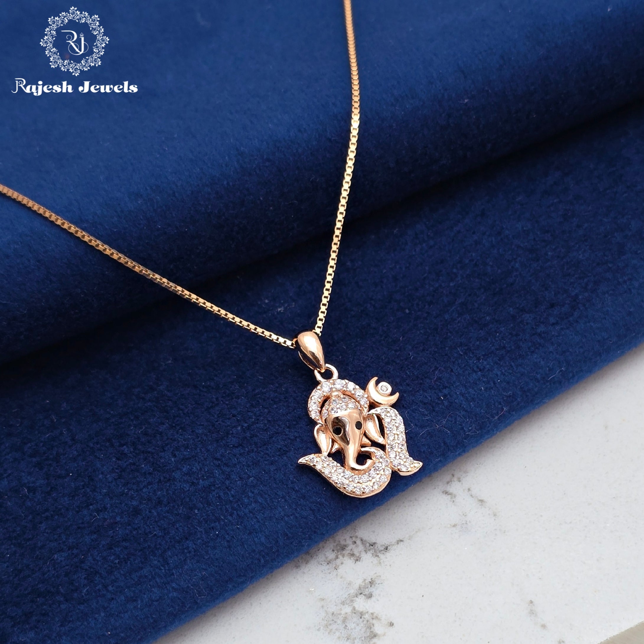 Om Ganesha Cz Chain & Pendant