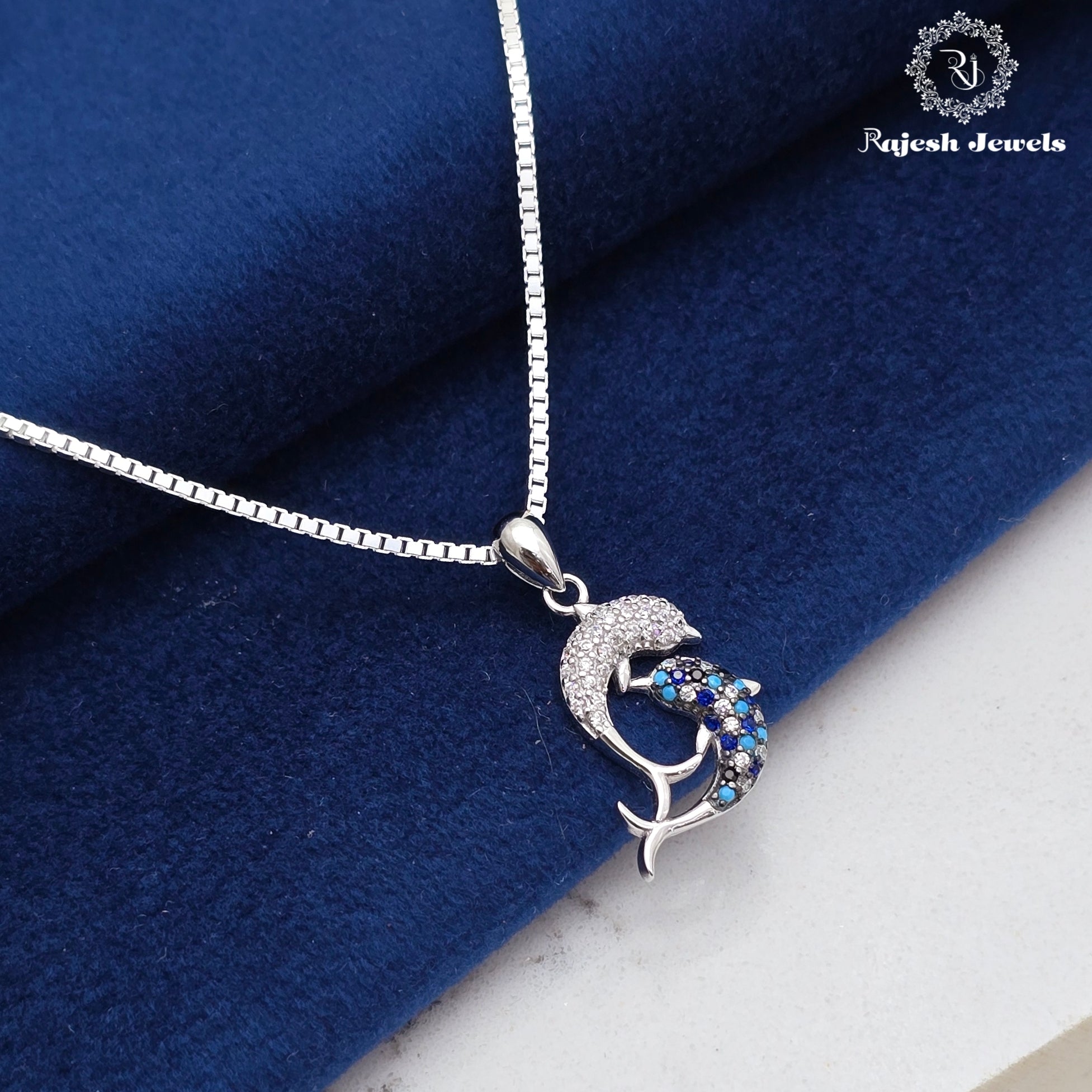 Double Dolphin Cz Chain & Pendant