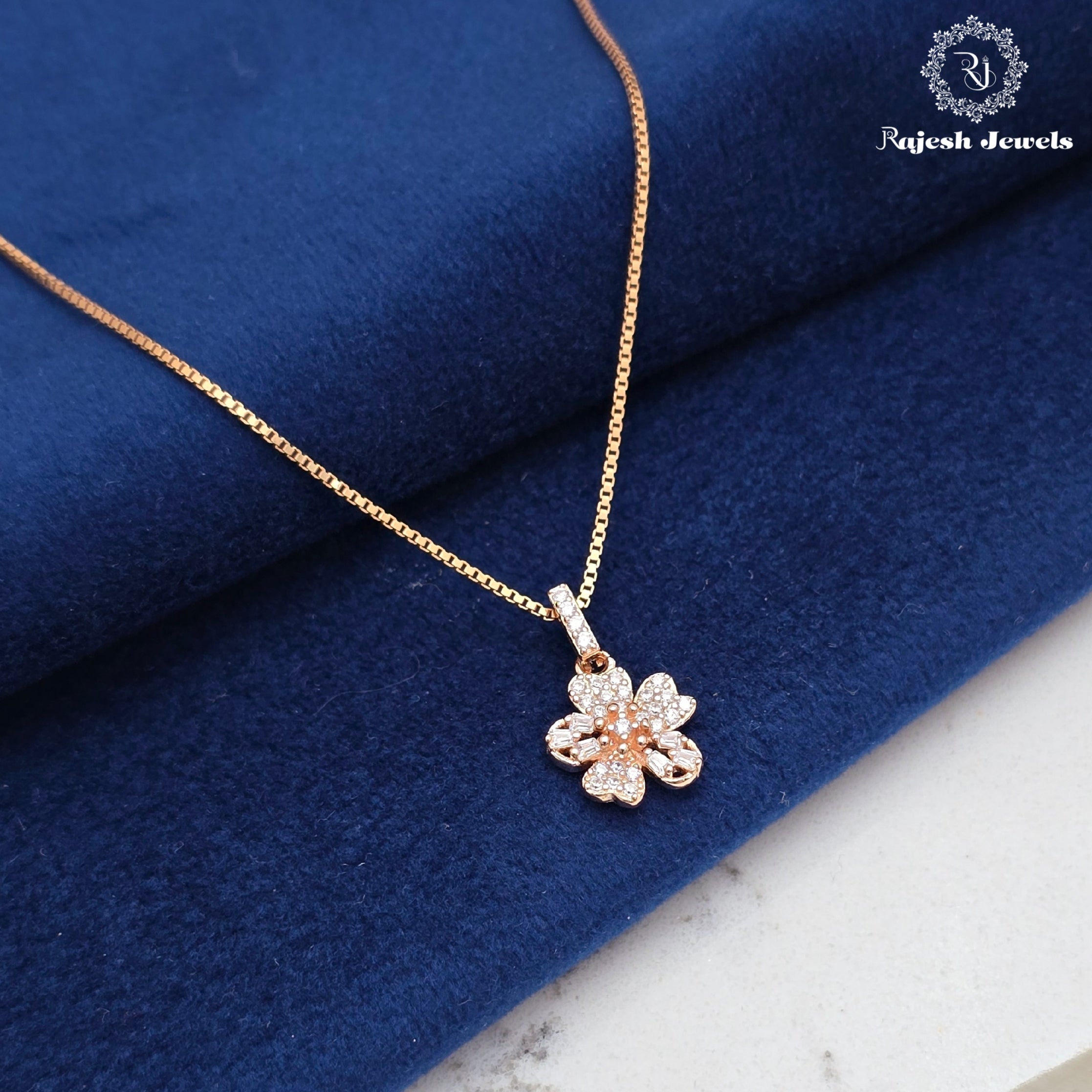 Vibrant Cz Rosegold Chain & Pendant