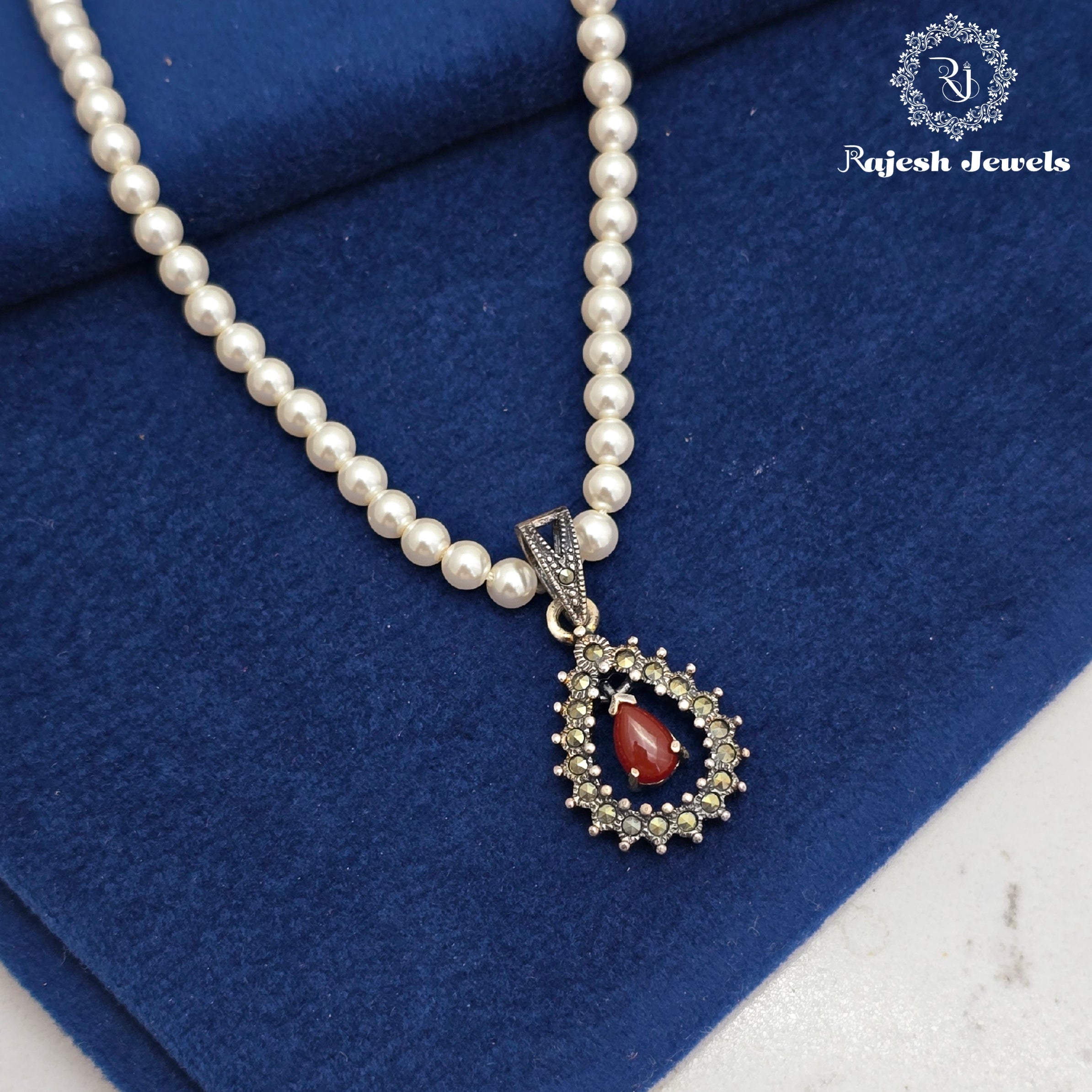 Appealing Marcasite Pearl Necklace