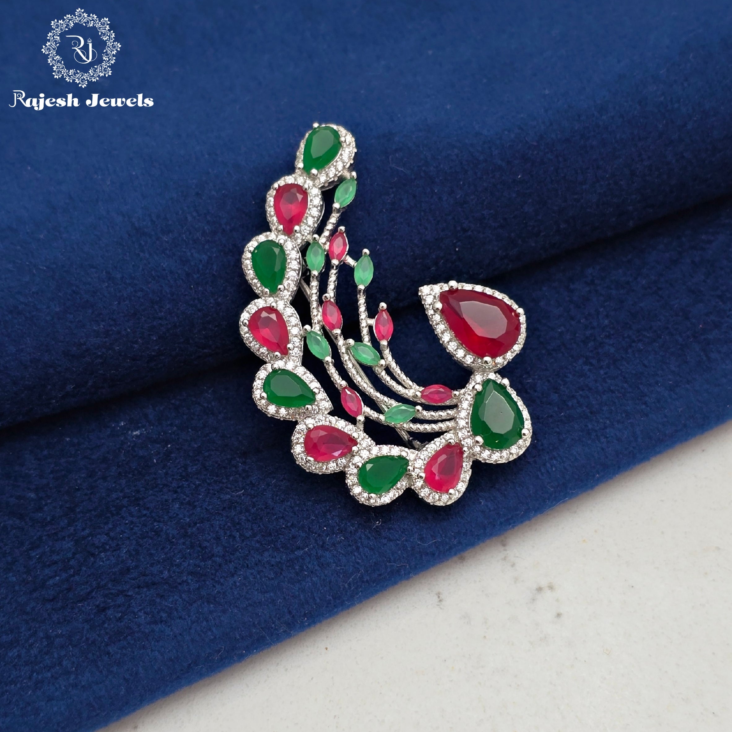 Classy Multi Coloured Cz Brooch Cum Pendant