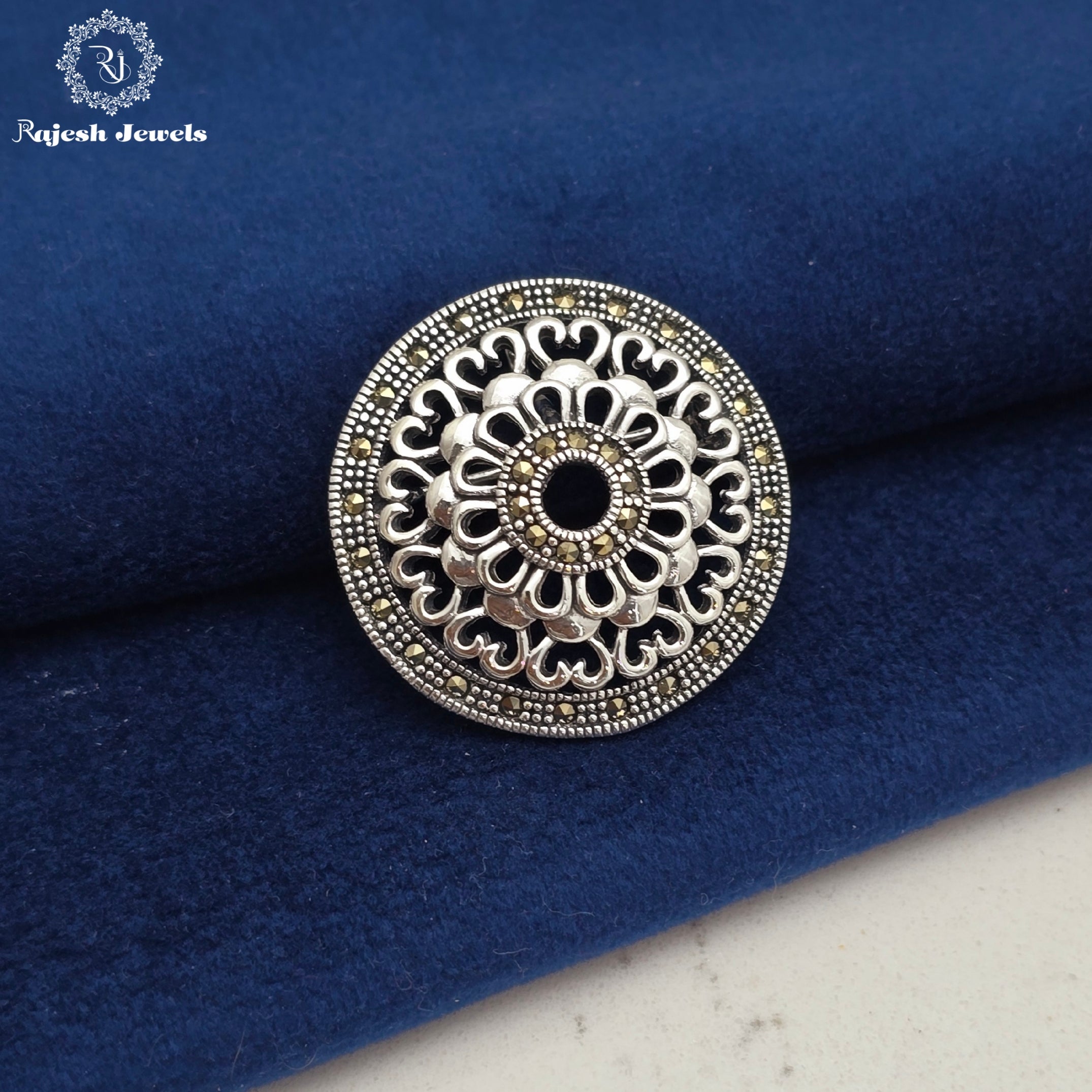 Circular Marcasite Brooch Cum Pendant