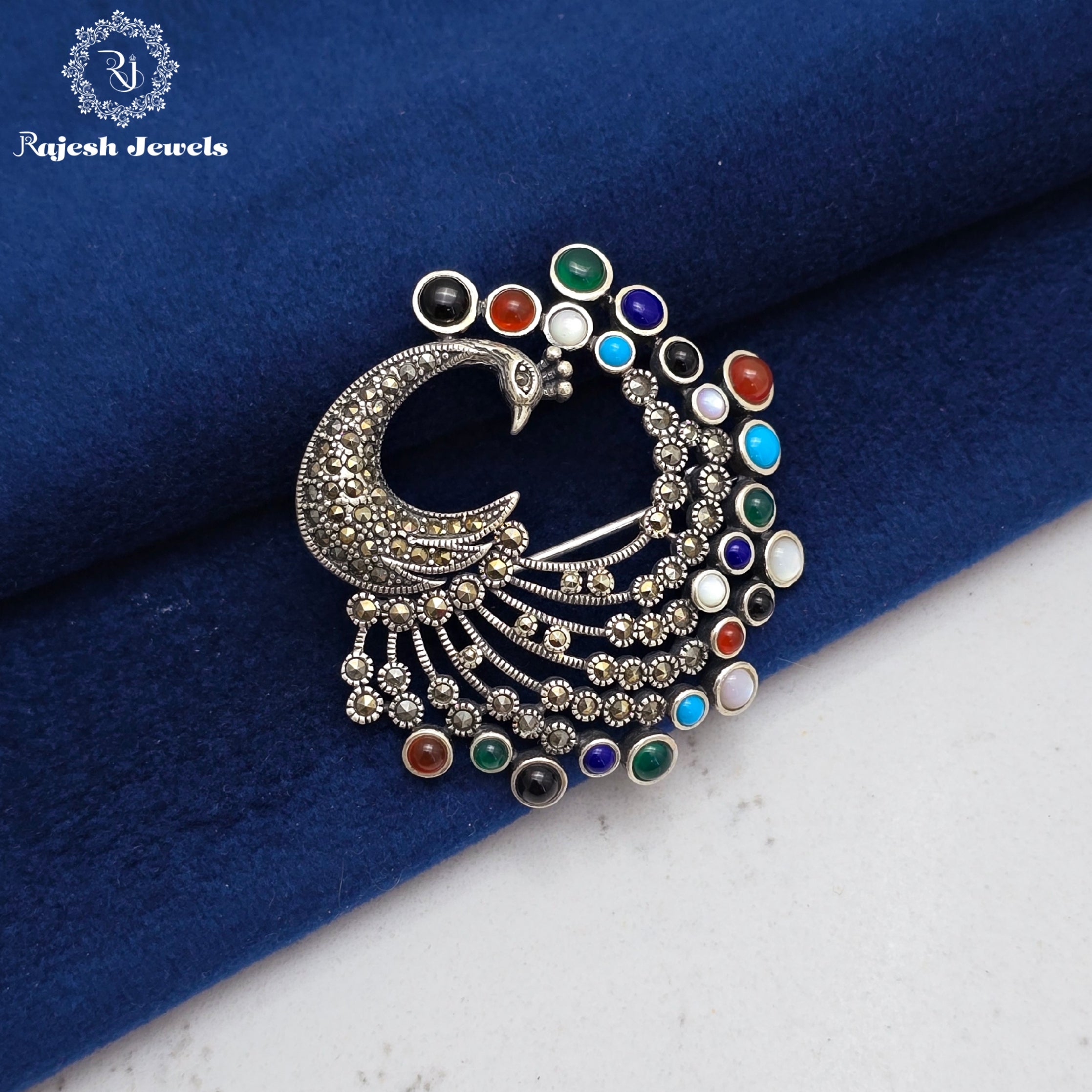 Amazing Marcasite Peacock Brooch