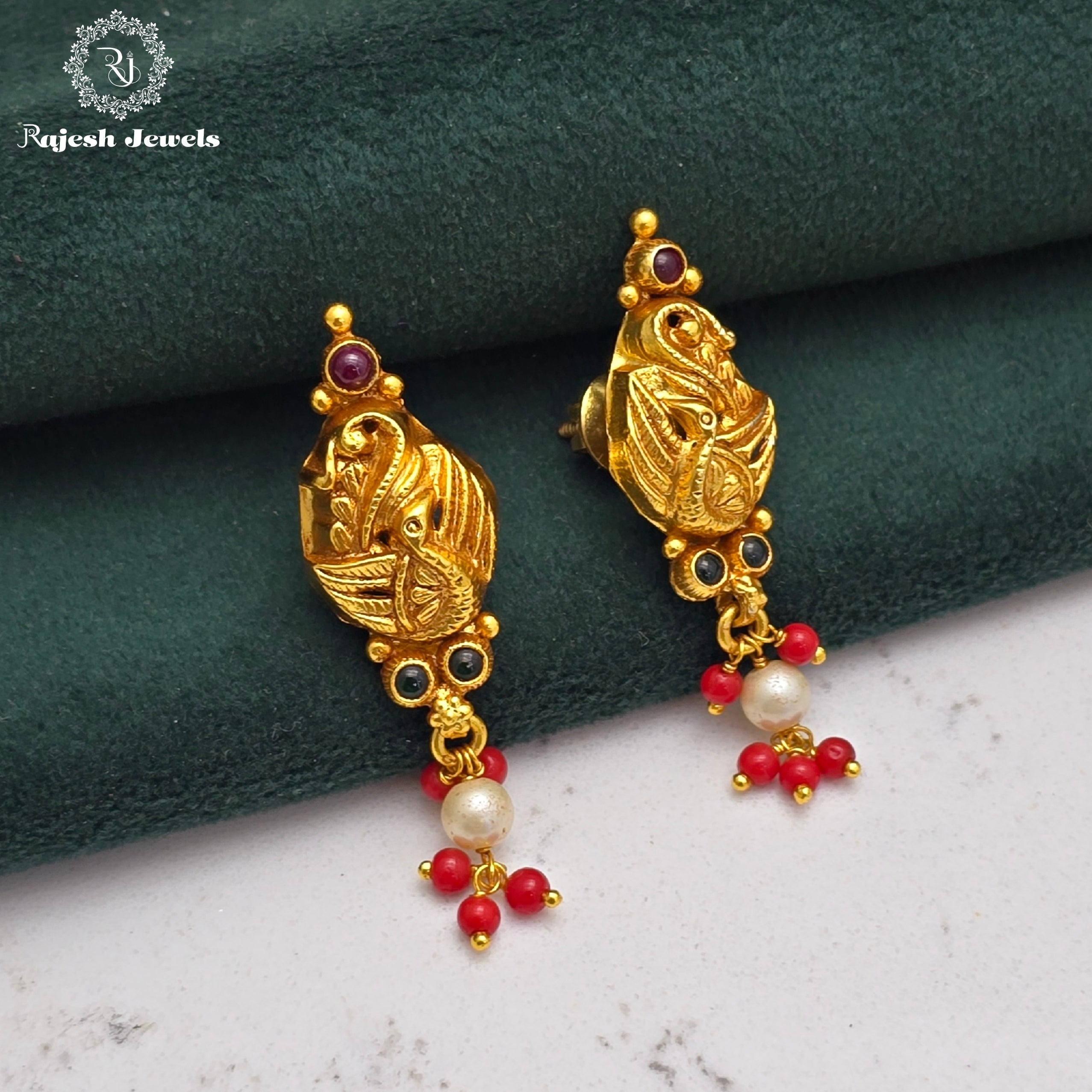 Nakshi Coral Drop Earrings