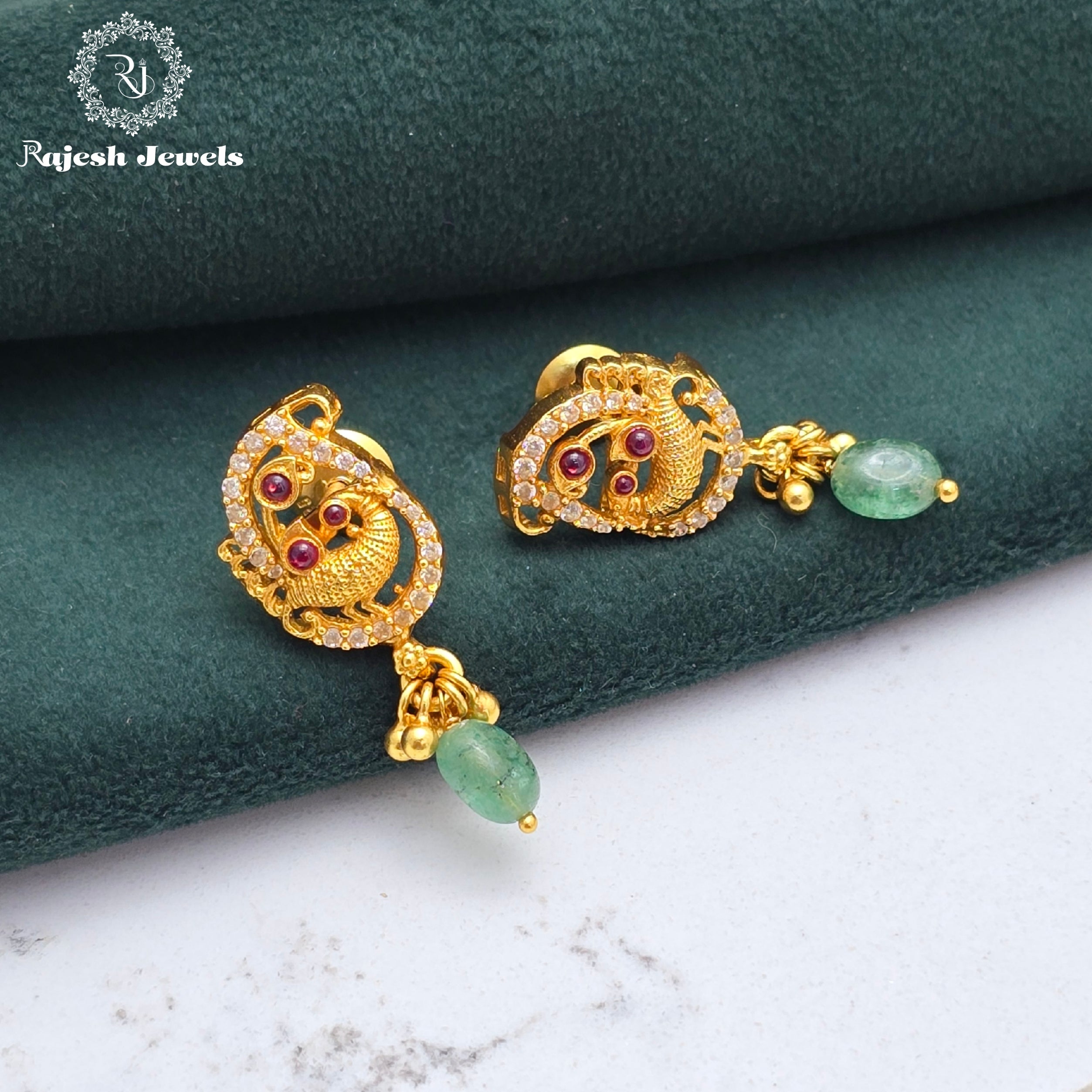 Peacock Green Drops Earring