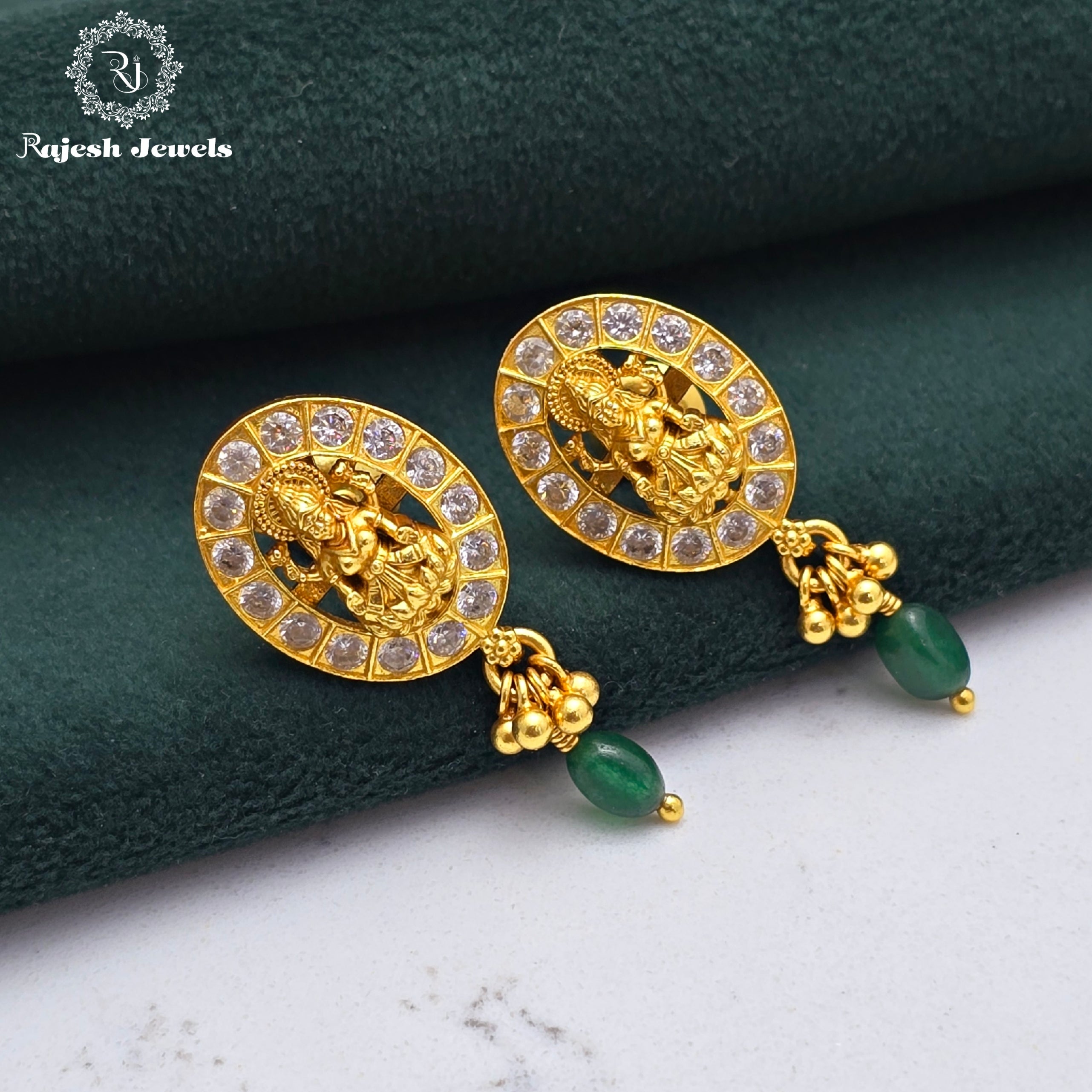 Green Drop Lakshmi Stud Earrings