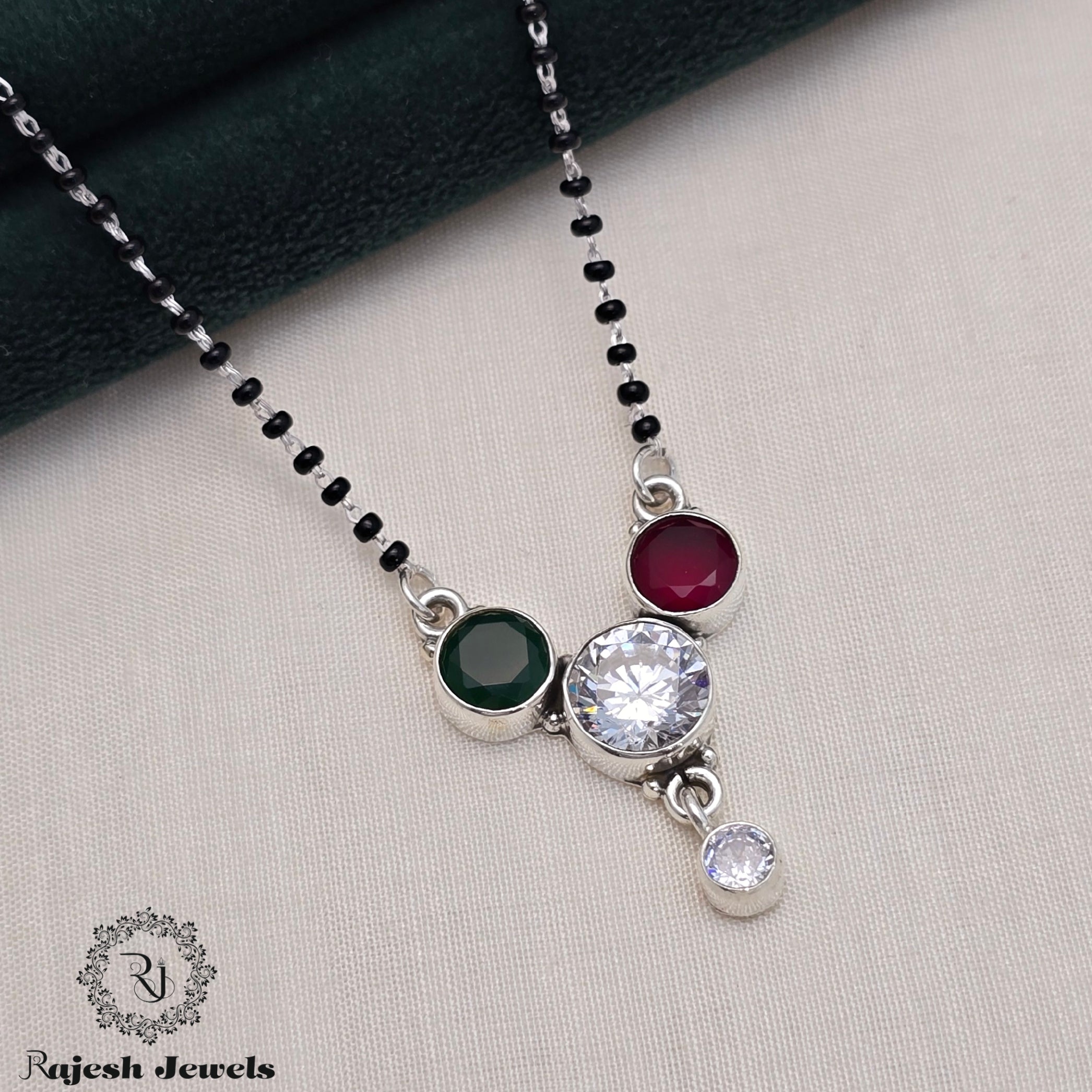 Red Green Cutstone Mangalsutra
