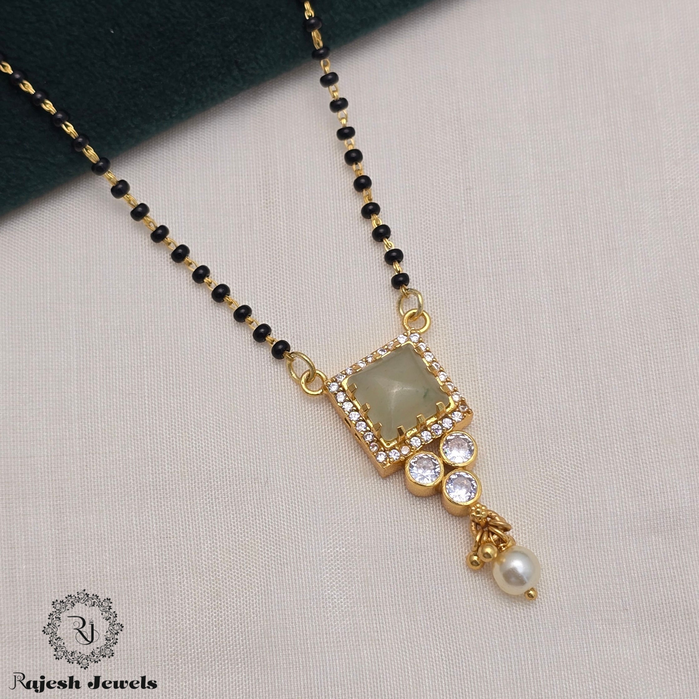 Sea Green Blackbead Mangalsutra