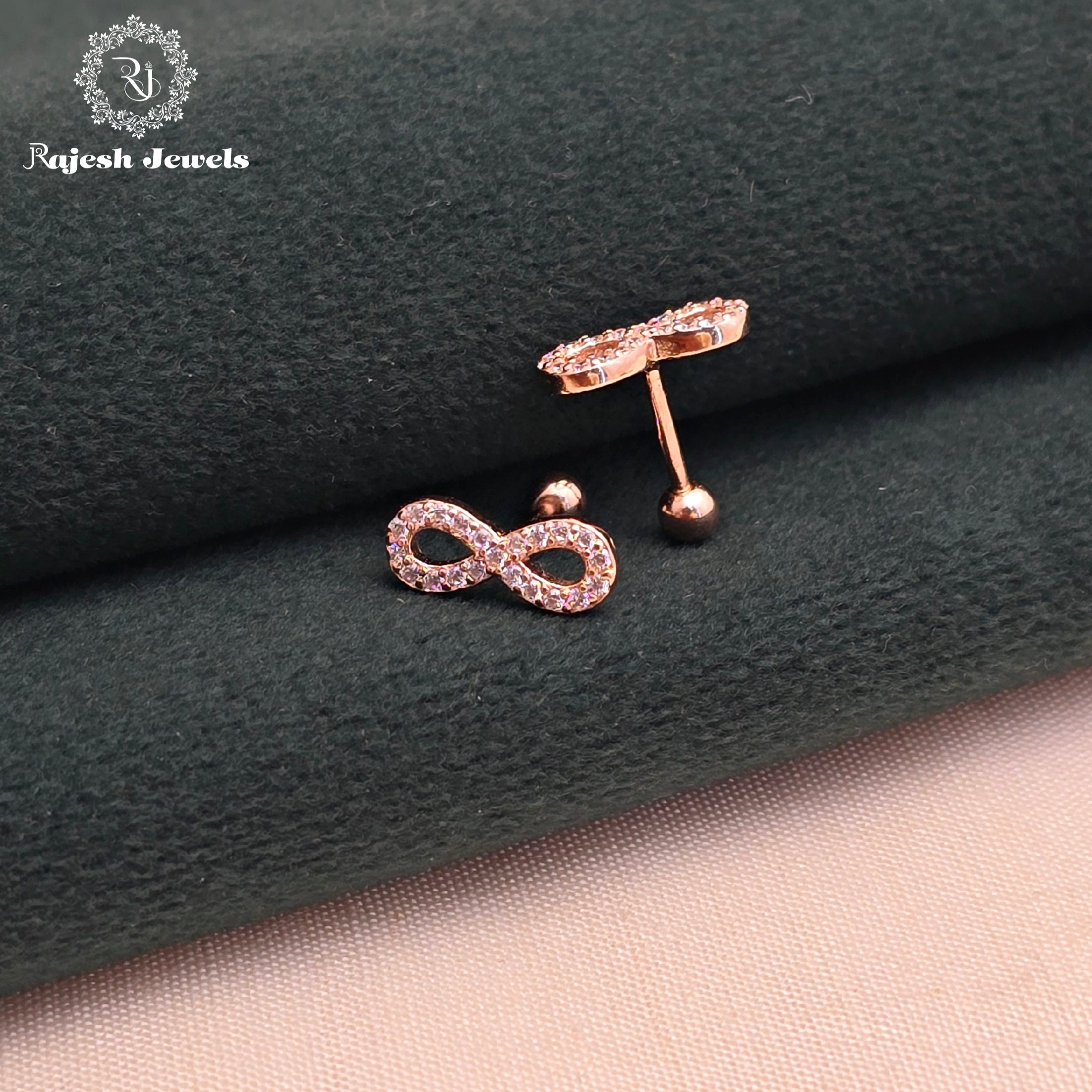 Attractive Infinity Cz Rosegold Minimalistic Earrings