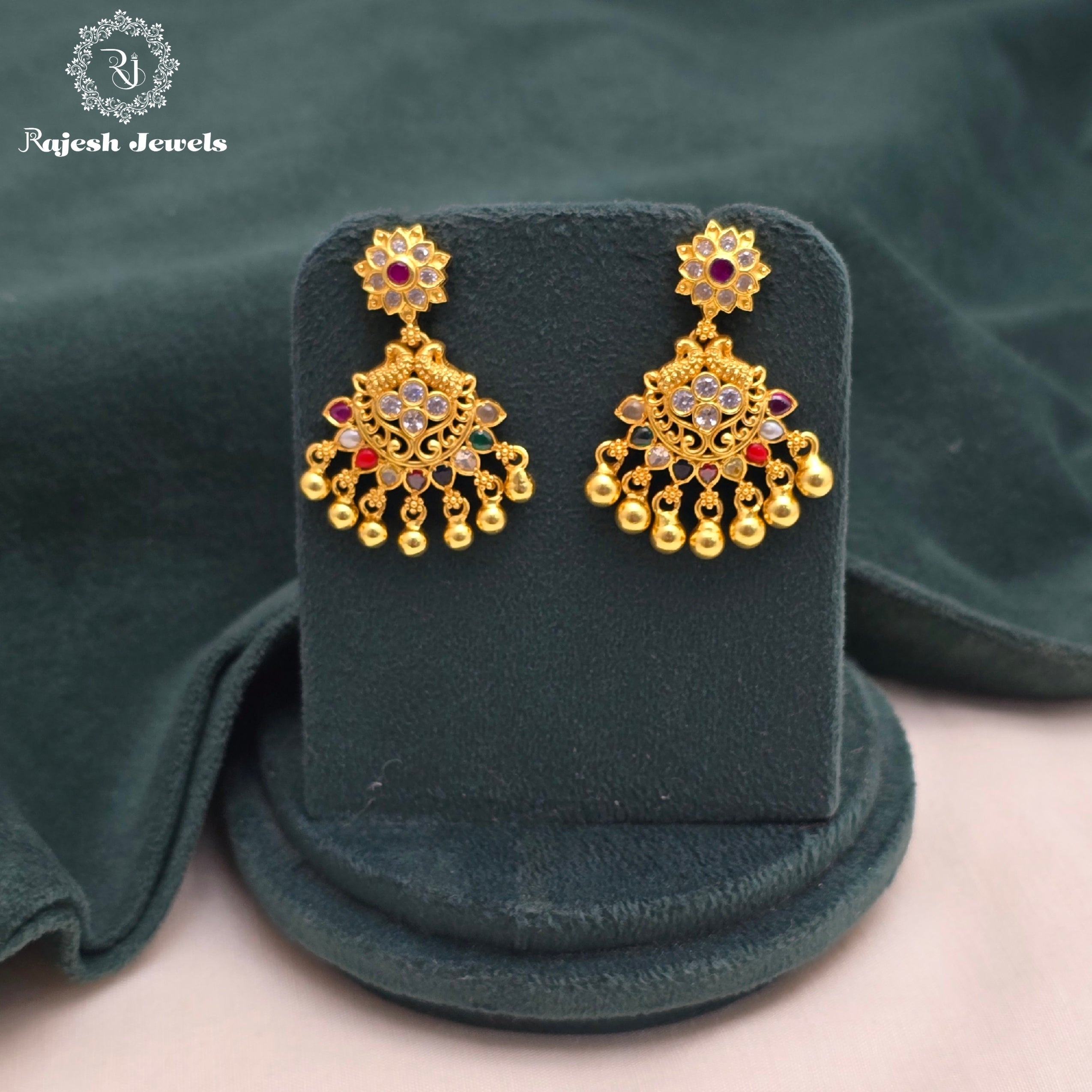 Fantastic Navrathan Chandbali Earrings