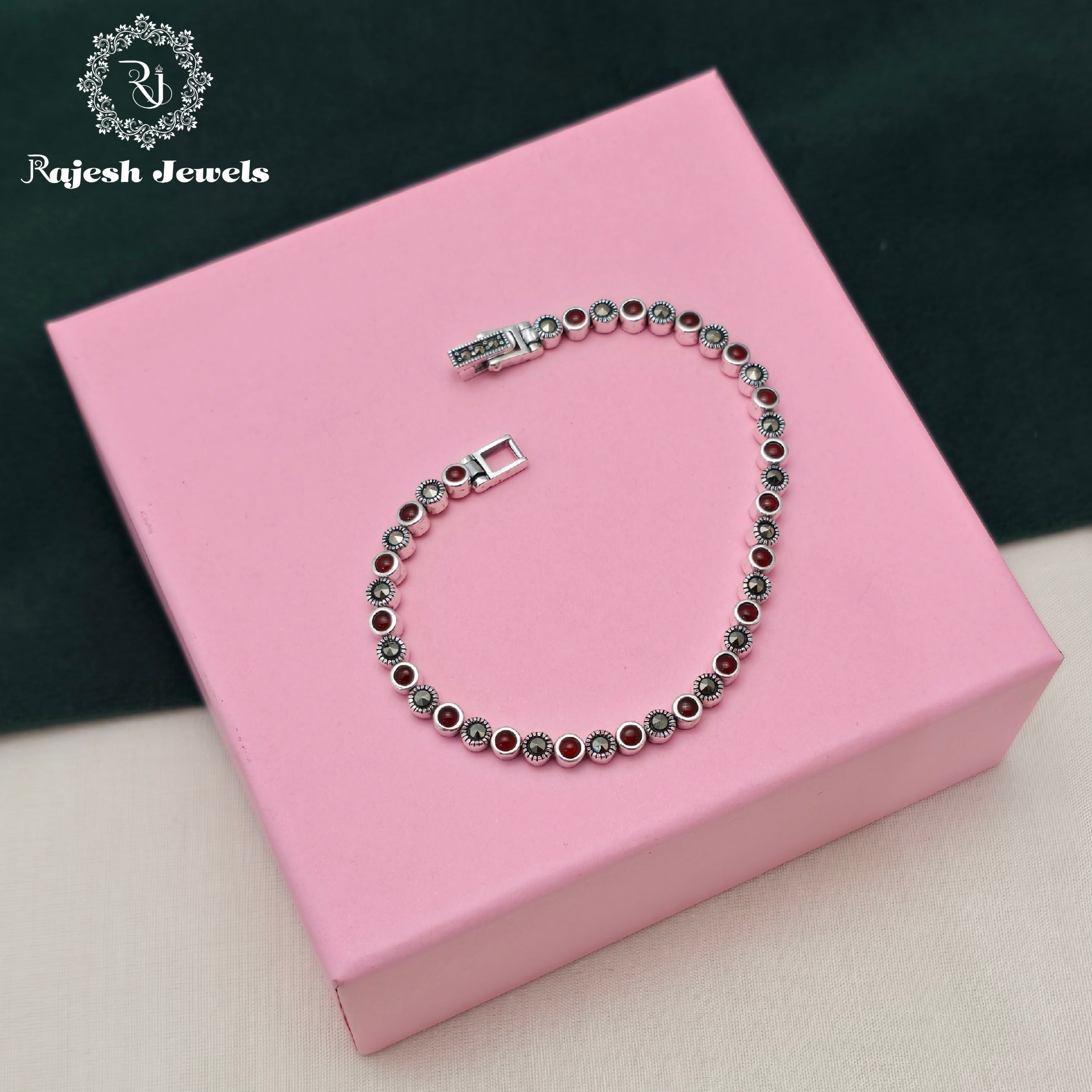 Red Blood & Marcasite Fusion Bracelet