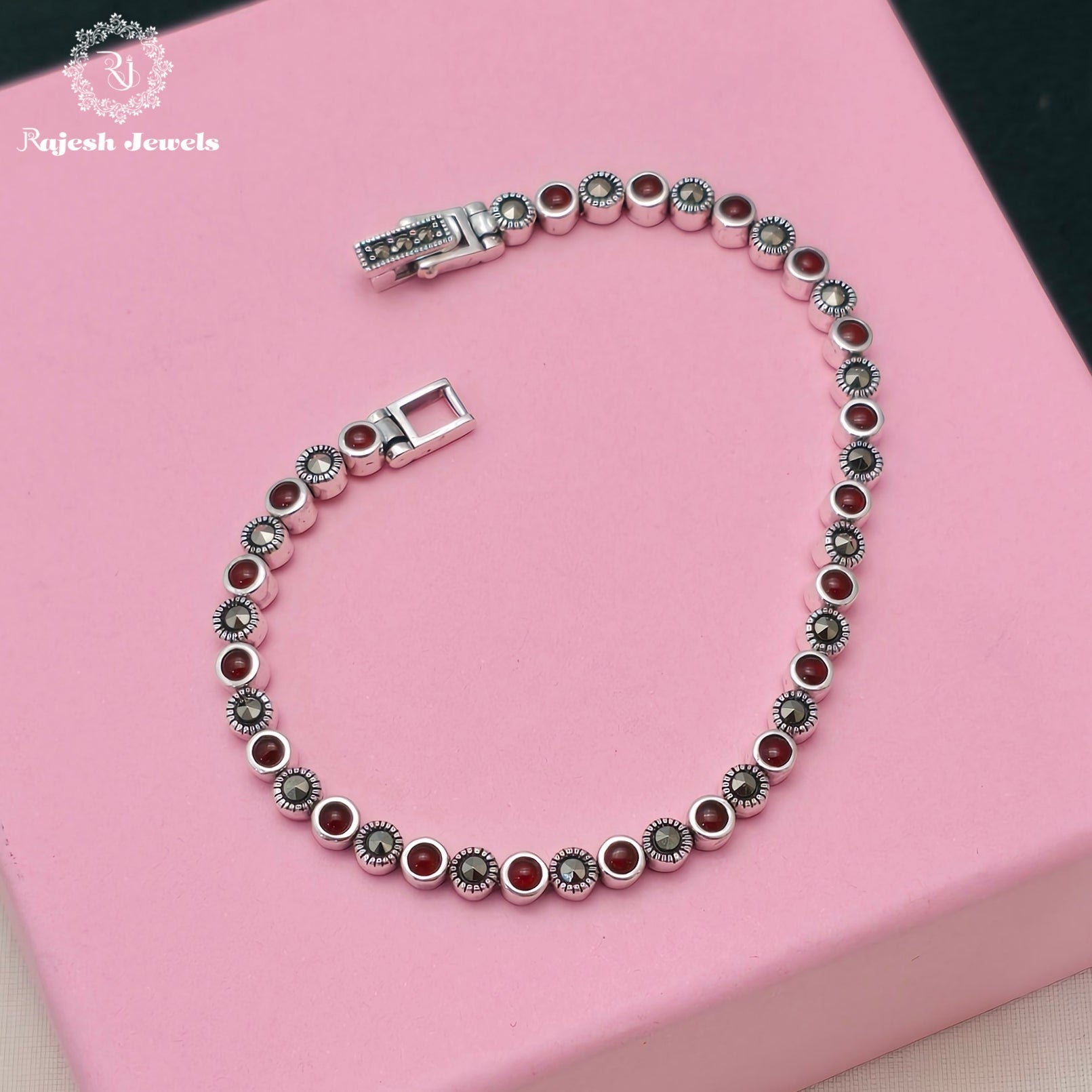Red Blood & Marcasite Fusion Bracelet