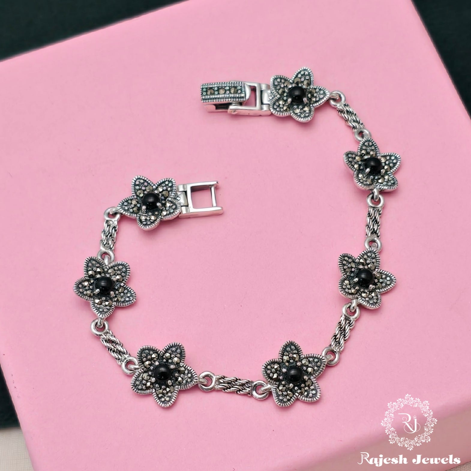 Lavish Floral Marcasite Bracelet