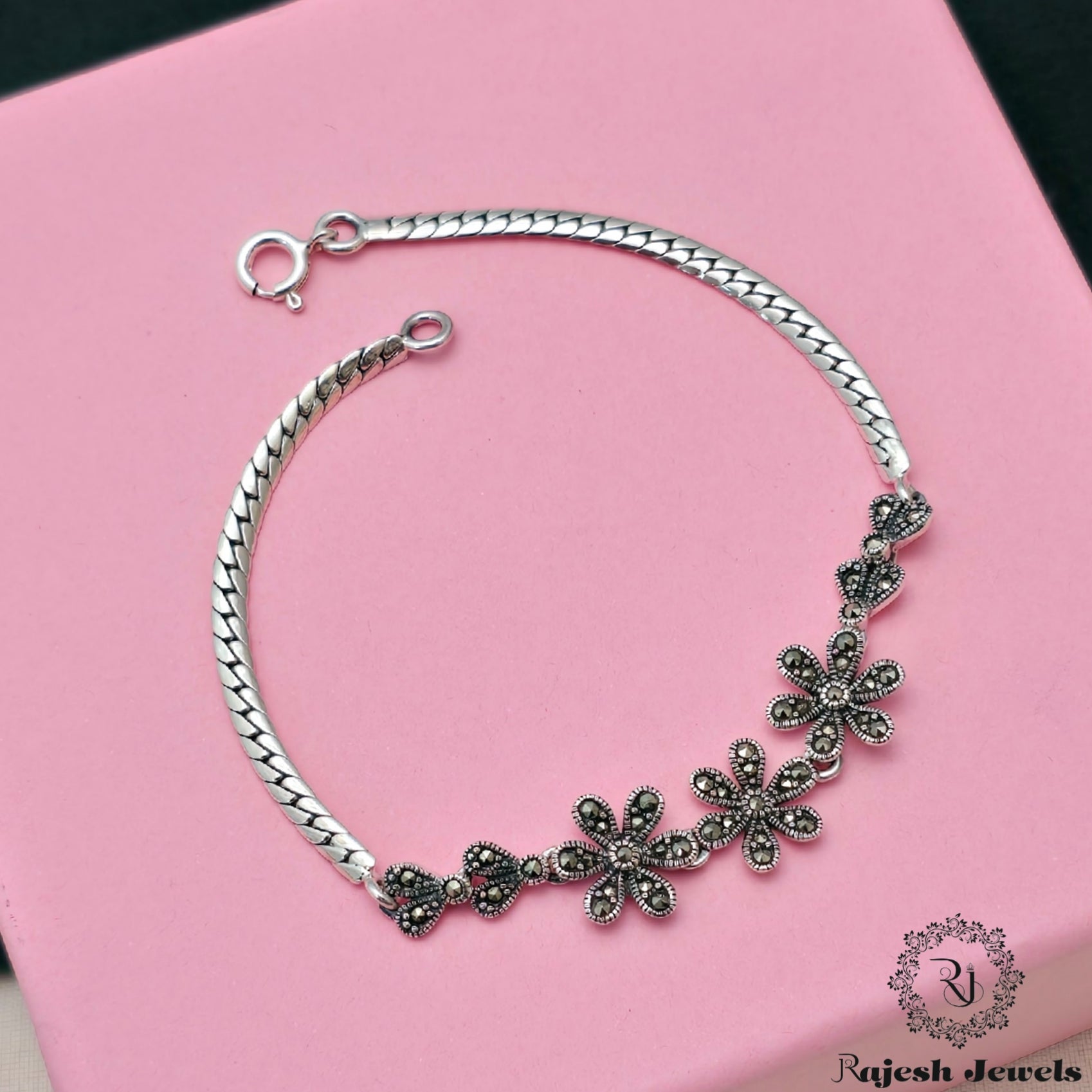 Loveable Floral Marcasite Bracelet