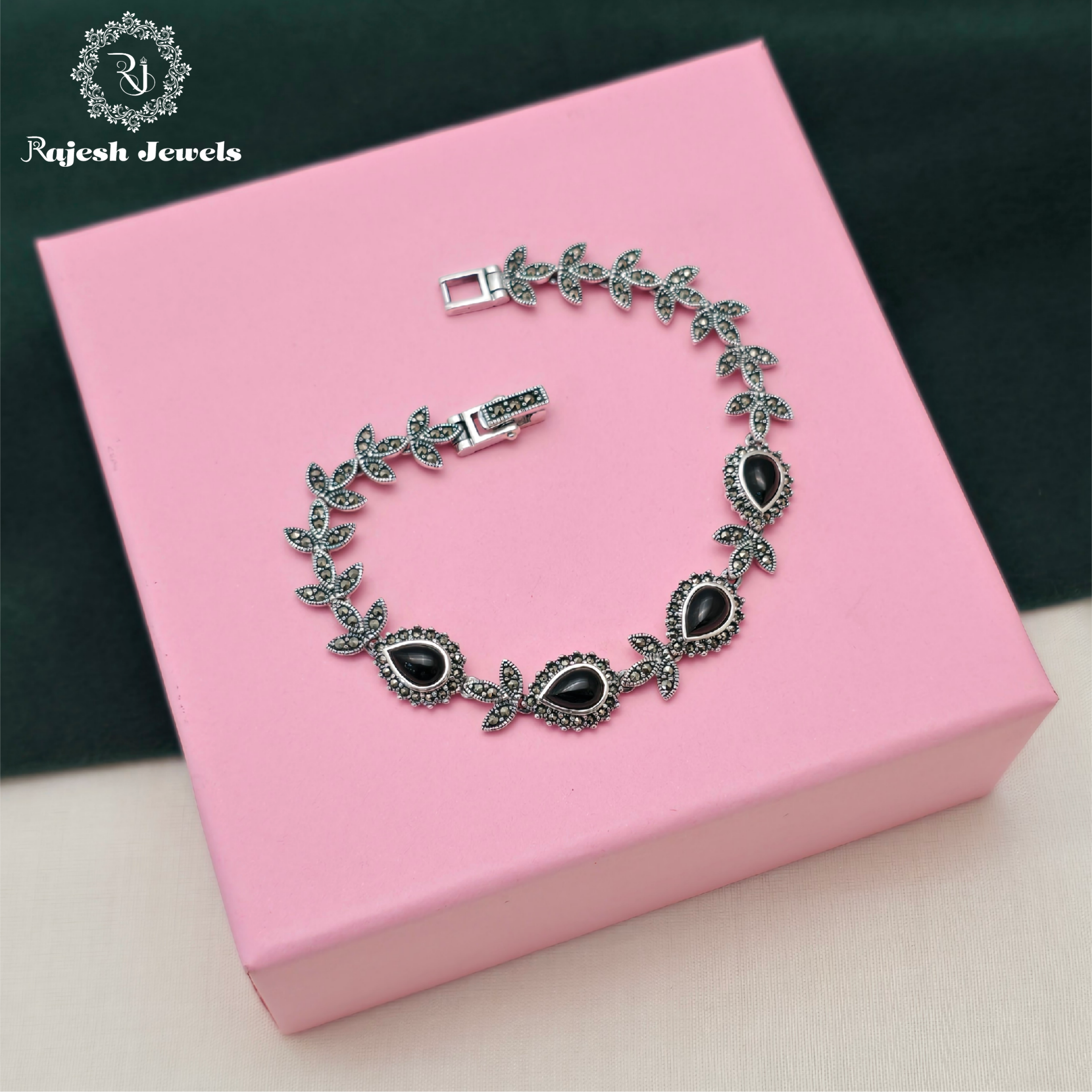 Teardrop Black Onyx Marcasite