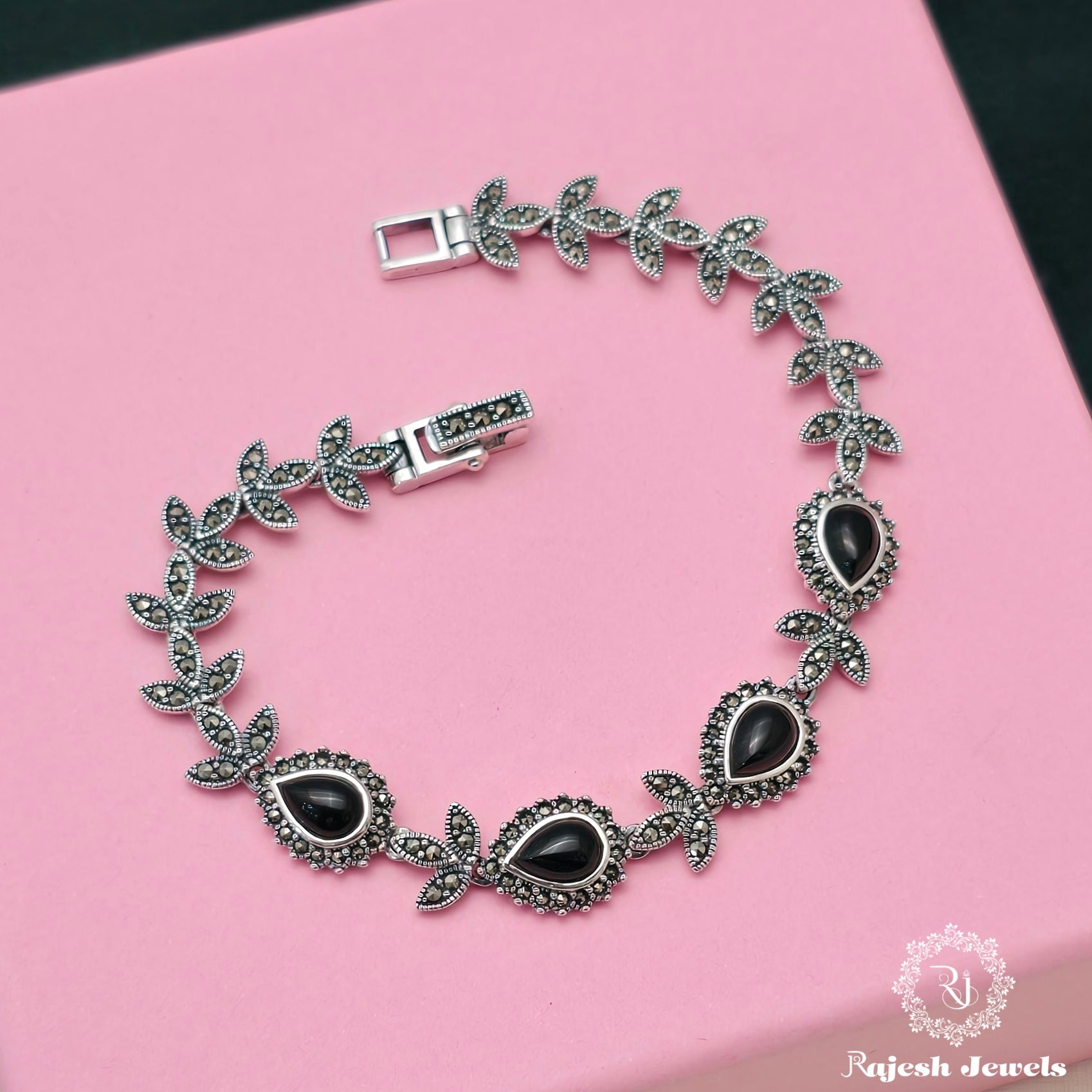 Teardrop Black Onyx Marcasite