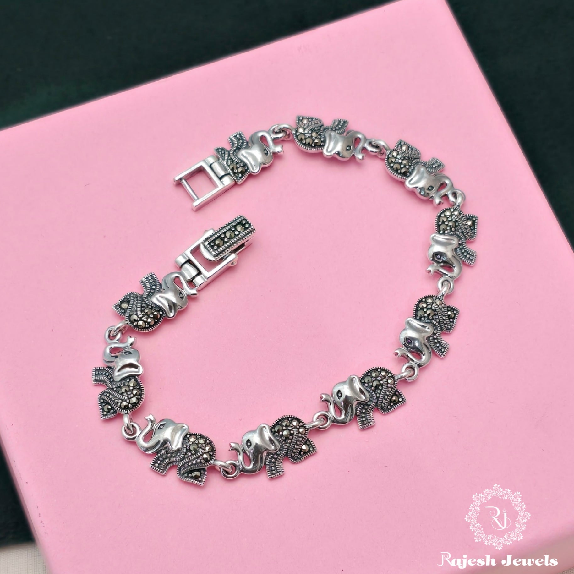 Adorable Elephant Marcasite Bracelet
