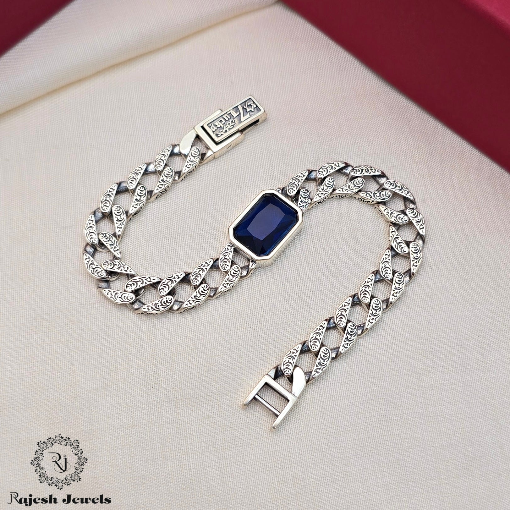 Vibrant Oxidised Curb Men's Bracelet
