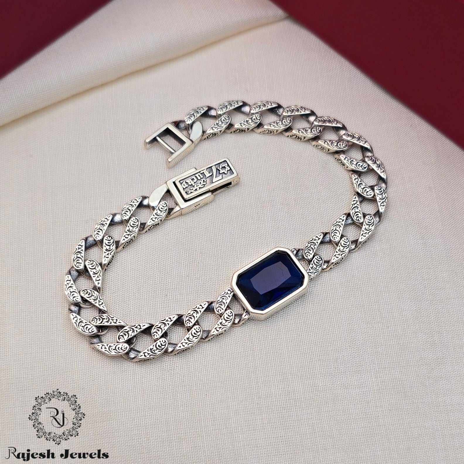 Vibrant Oxidised Curb Men's Bracelet