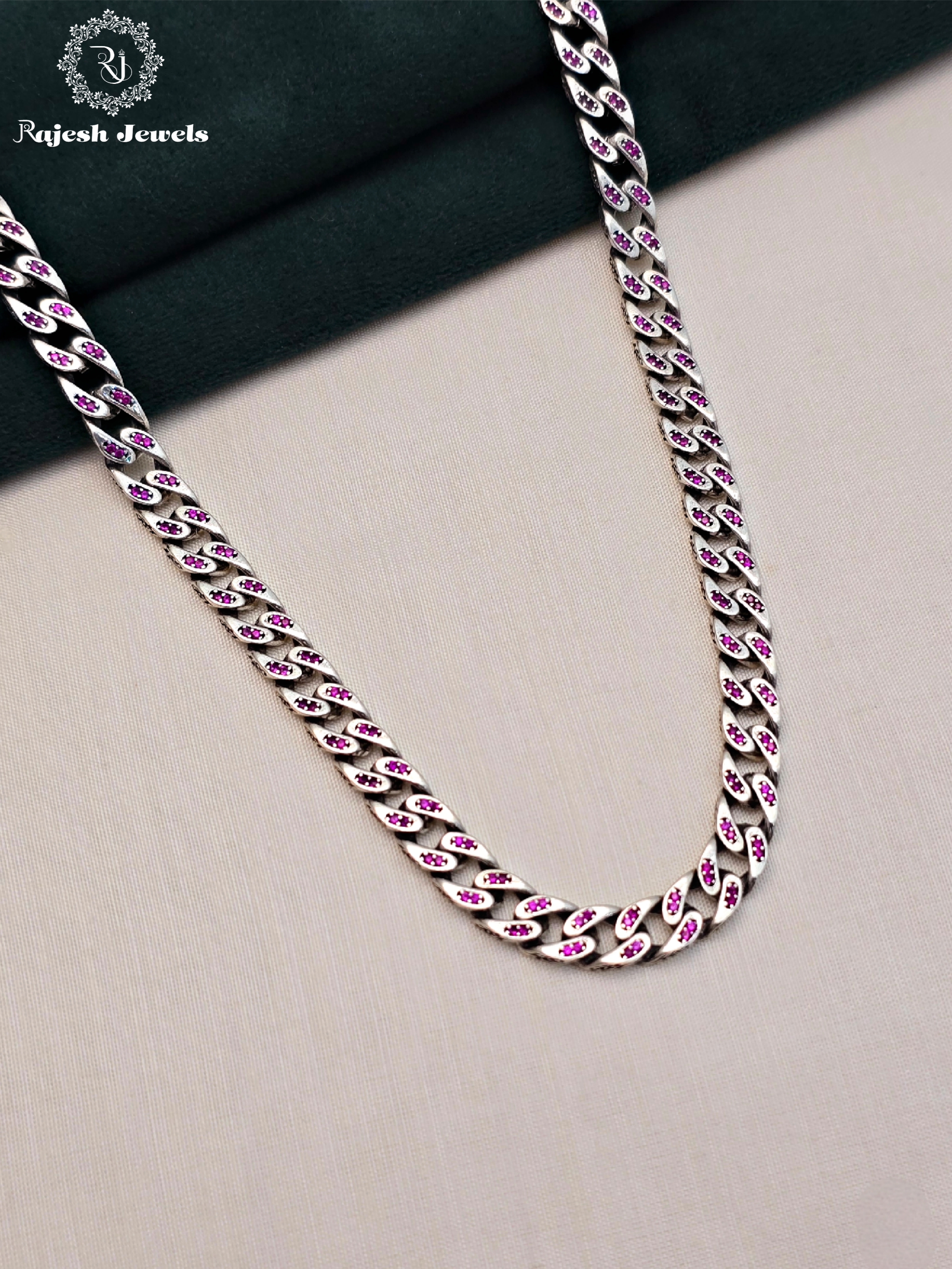 Noble Ruby Studded Cuban Neckchain