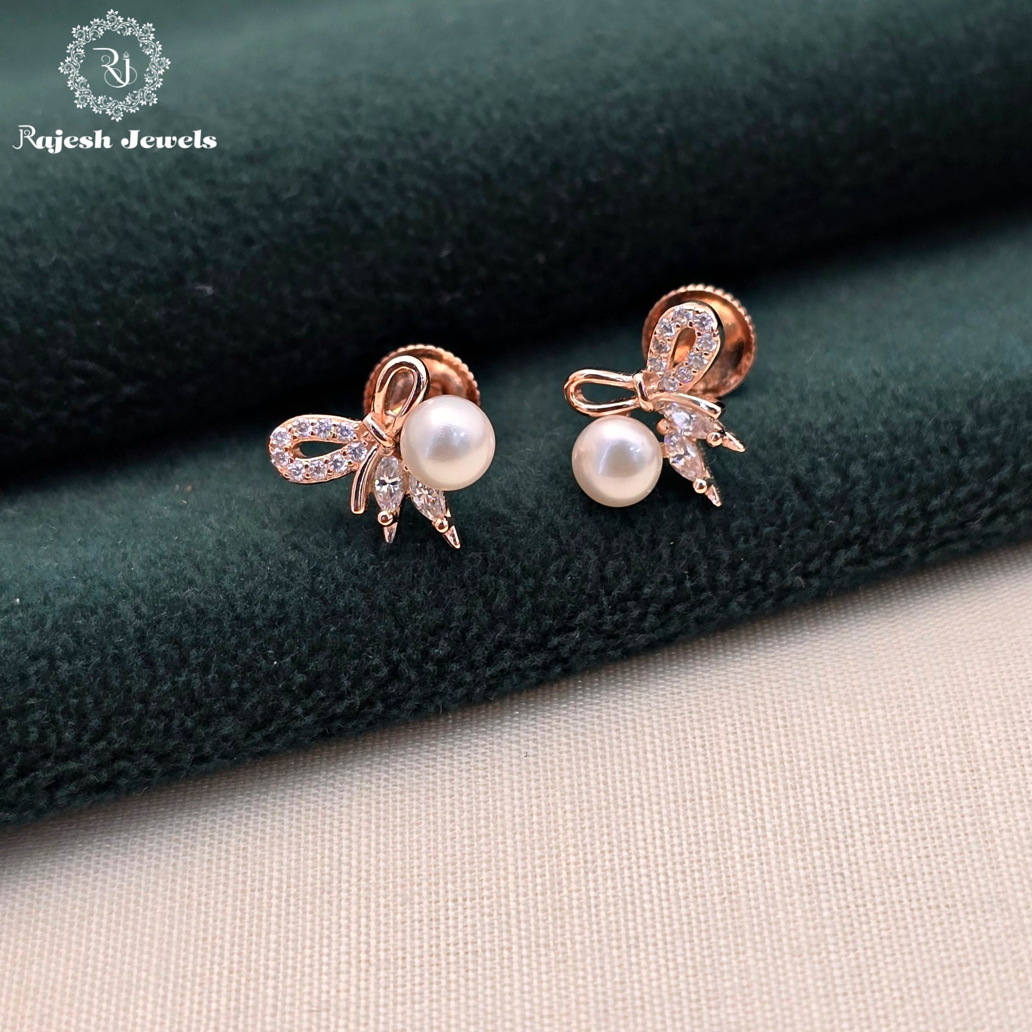 Cute Bow 925 Rosegold South Screw Studs