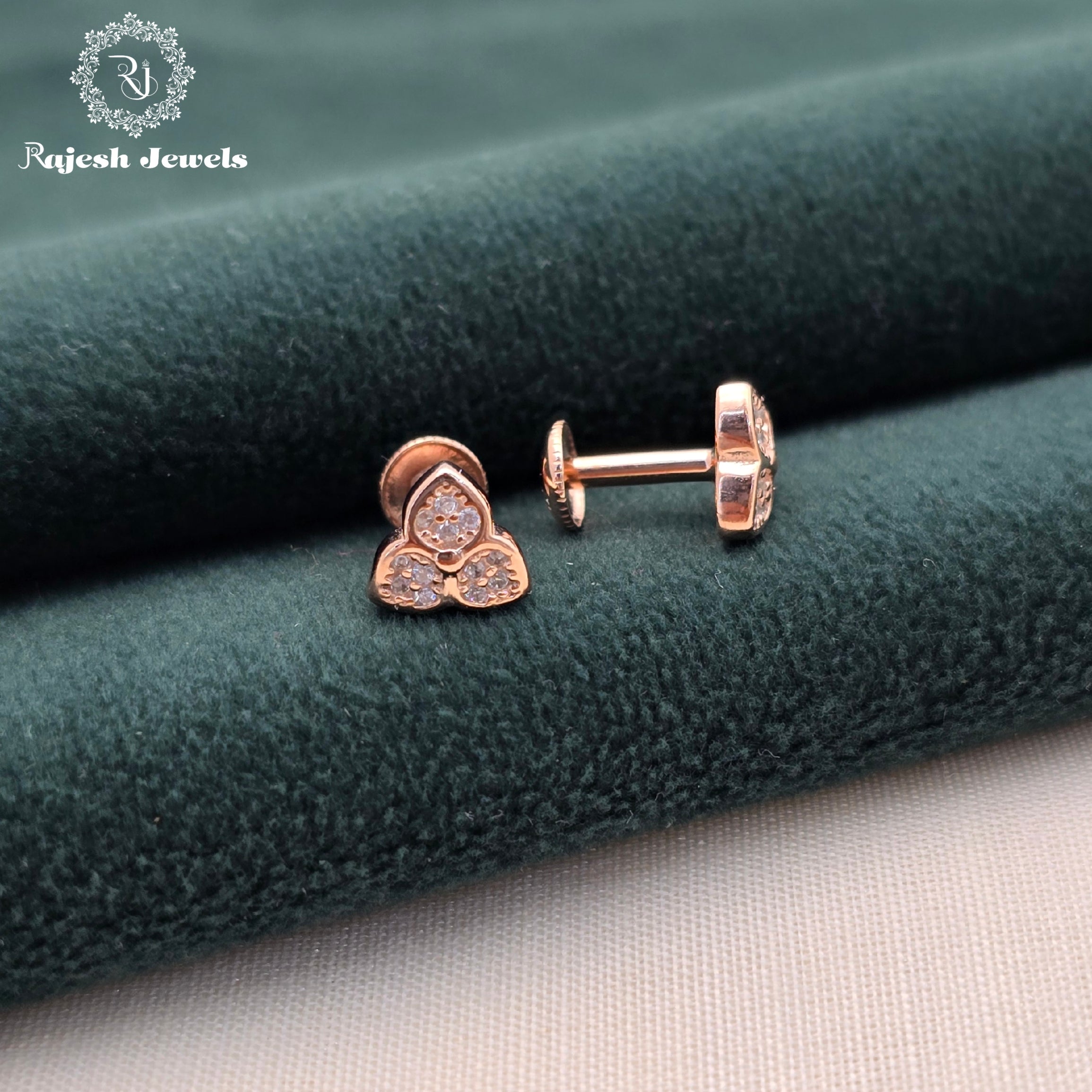 Princess Rosegold Cz 925 Stud Earrings