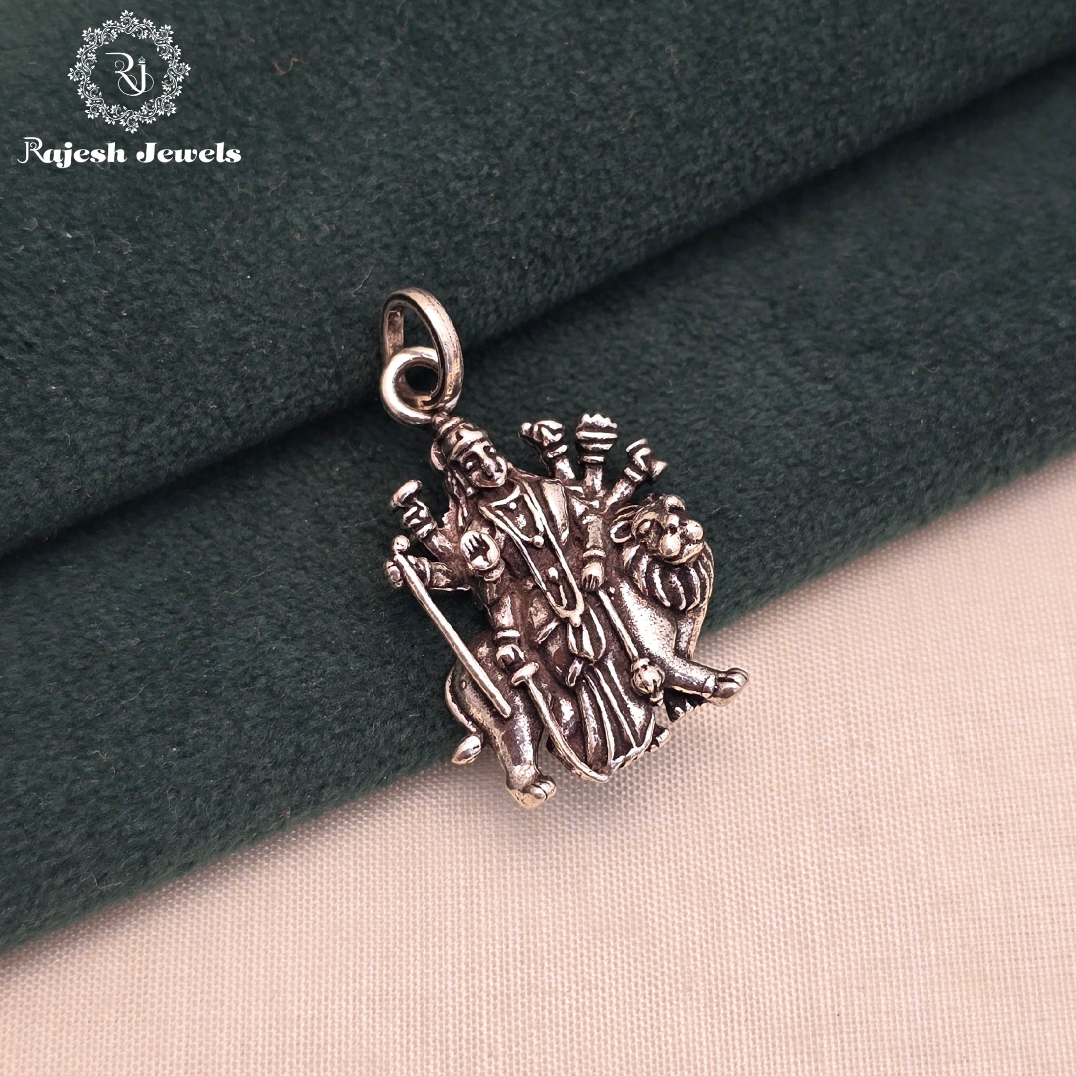 Maa Durga Silver Pendant