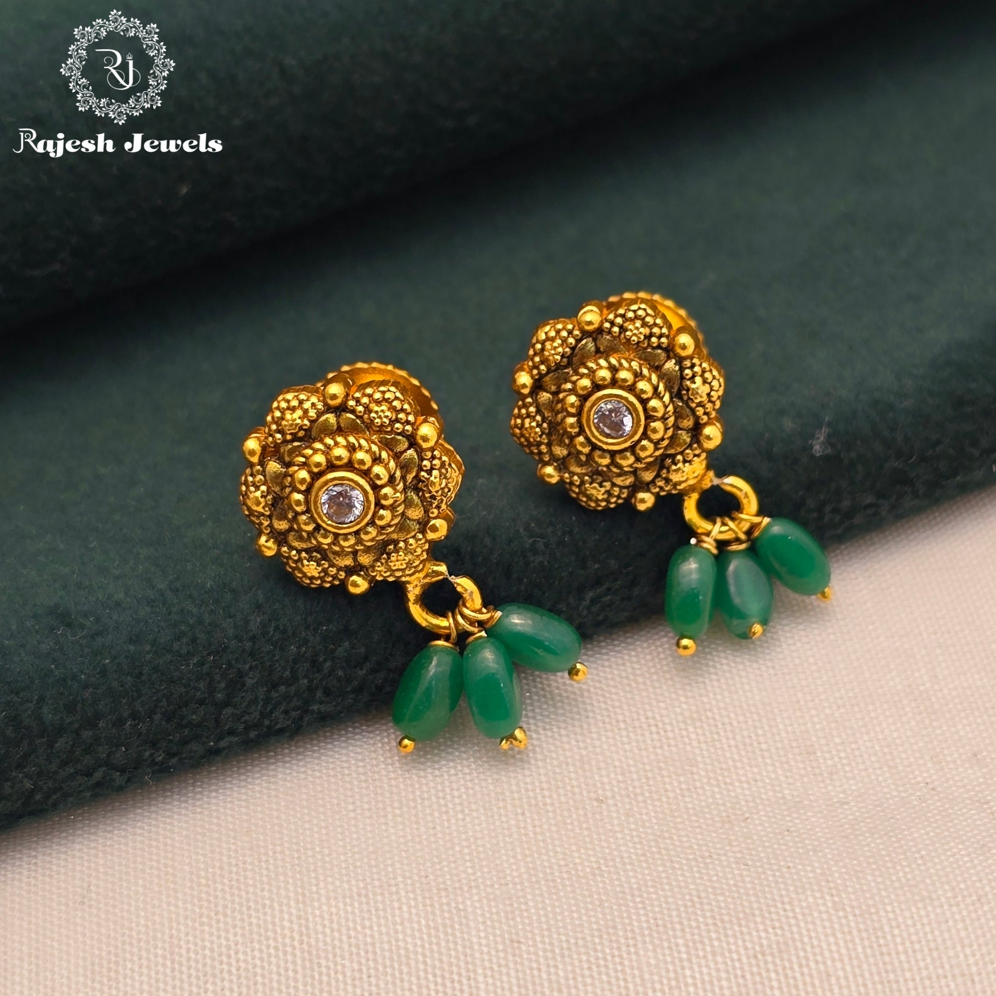 Classic Emerald Drop Stud Earrings