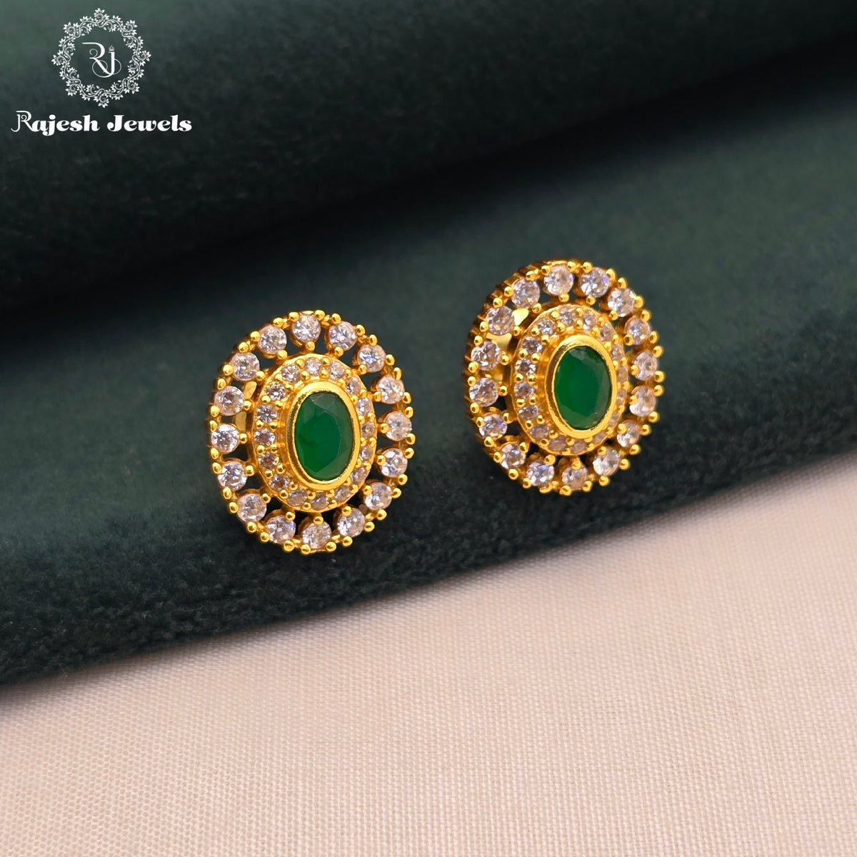 Opulent Green Cz Stud Earrings