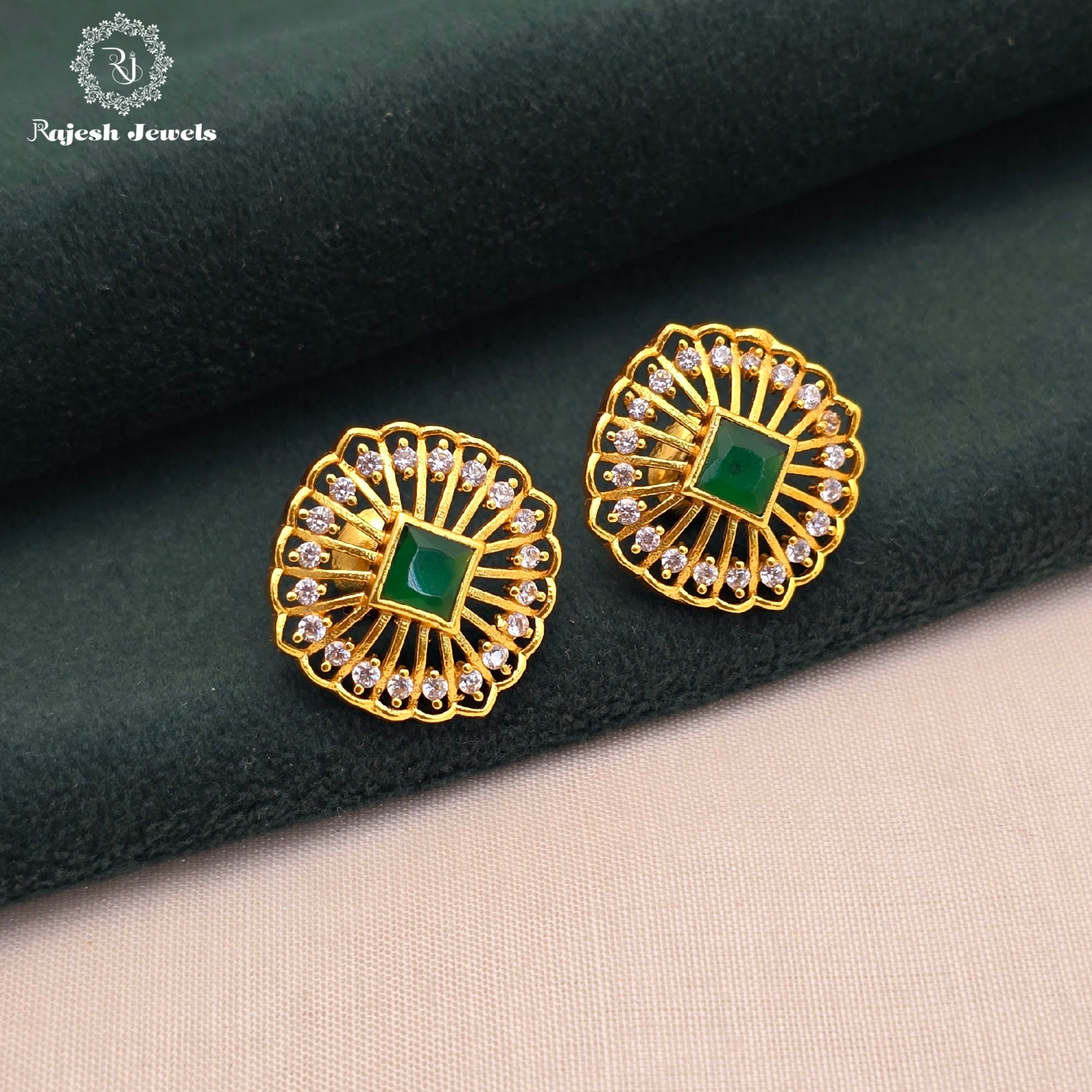 Geometric Cz Stud Earrings