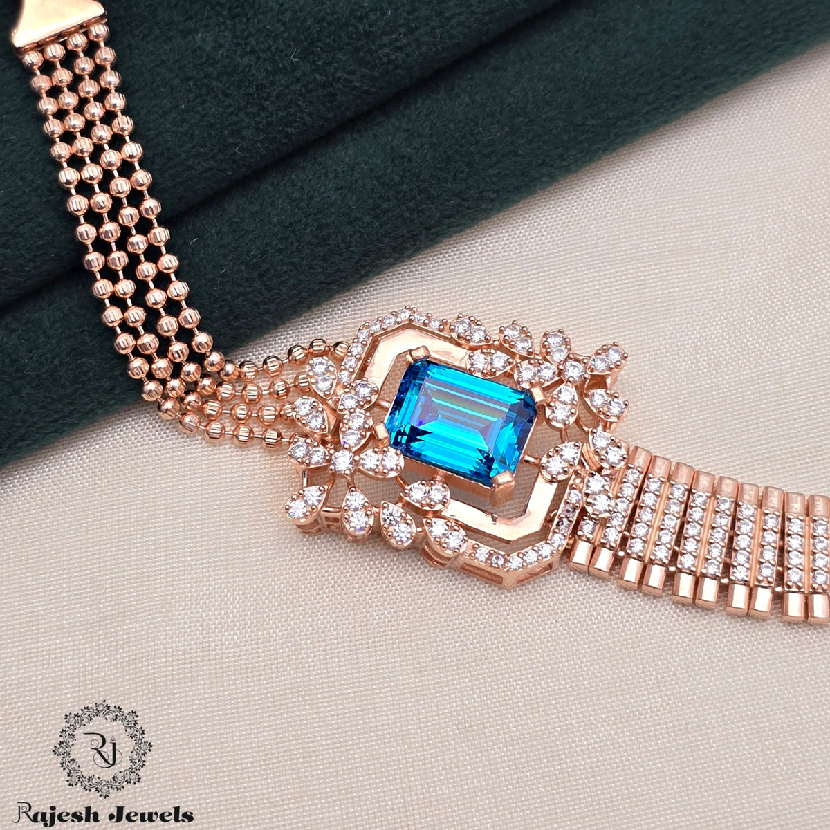 Wonderful Aqua Blue 18K Lab Grown Stone Bracelet