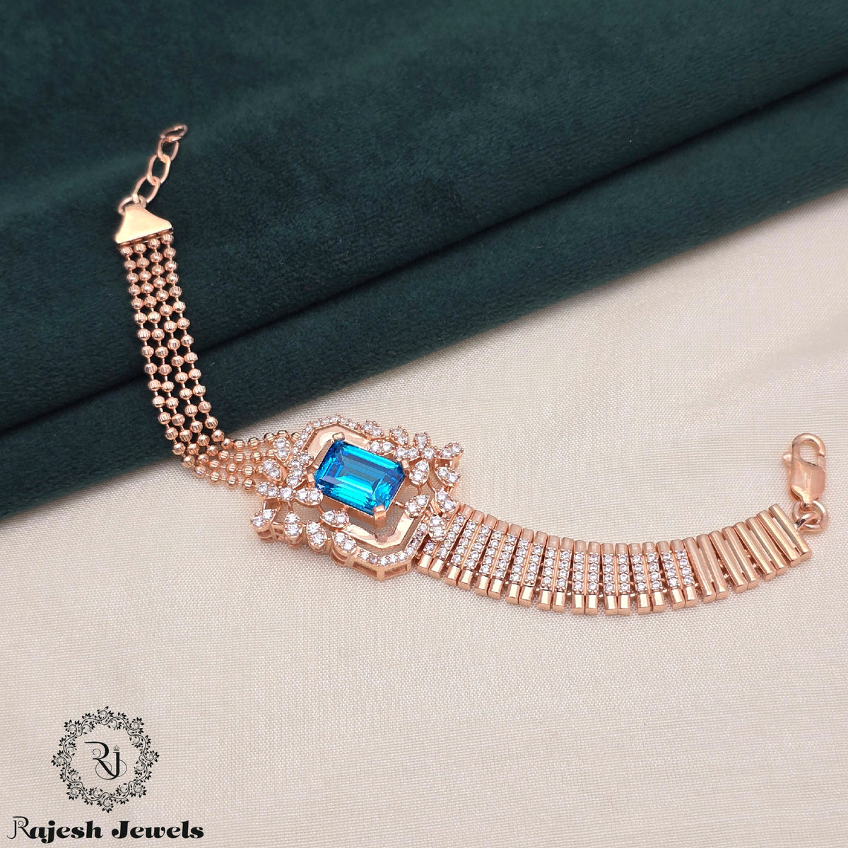 Wonderful Aqua Blue 18K Lab Grown Stone Bracelet